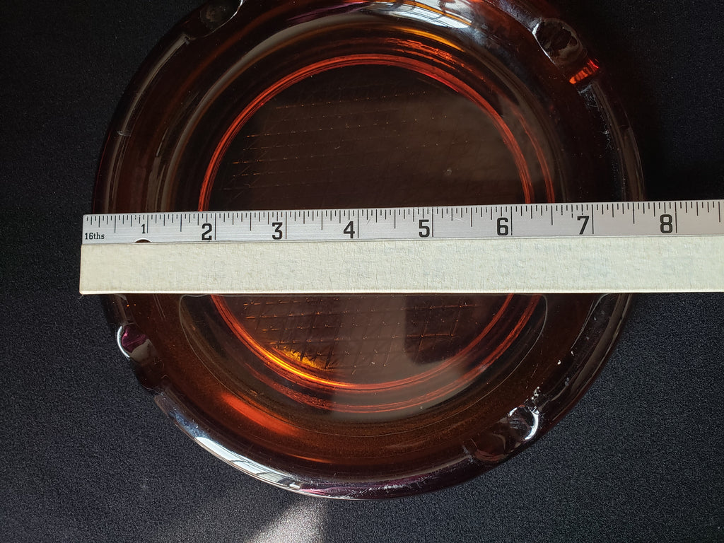 Vintage Amber Glass MCM Ashtray 8" (lot 2148d)