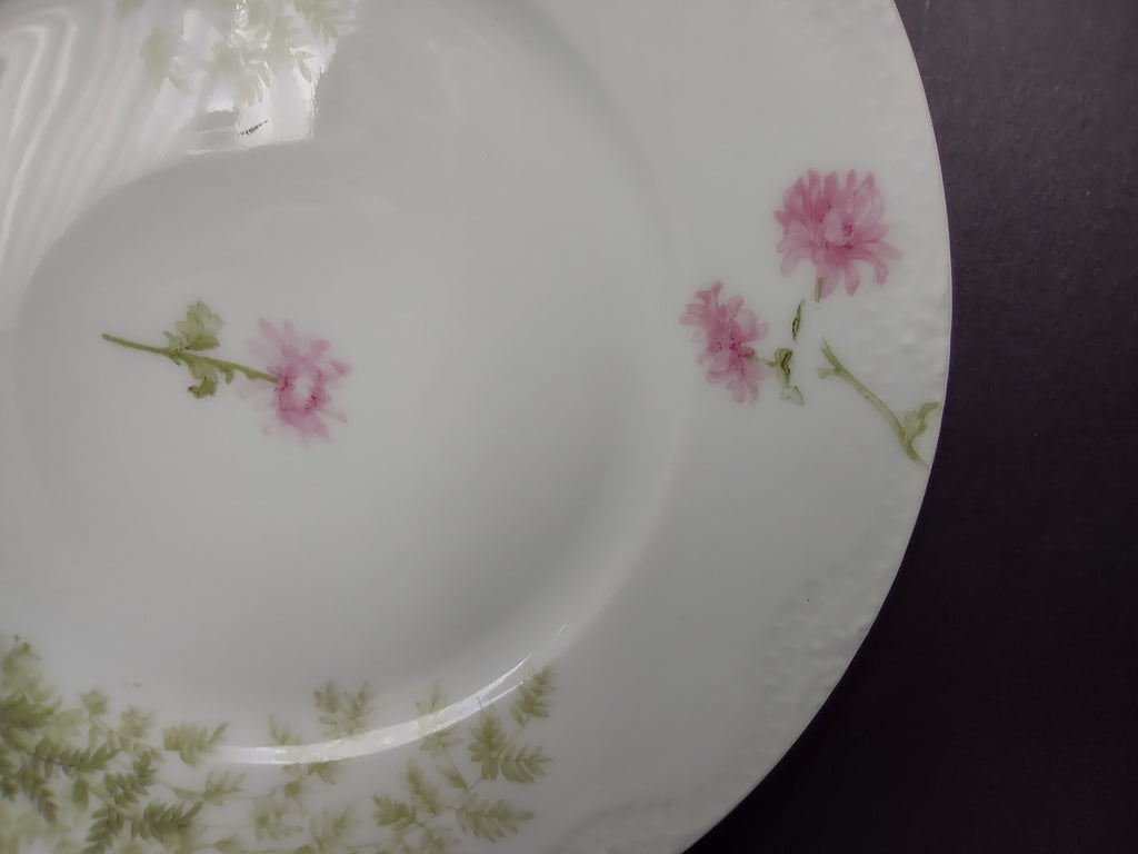 Haviland France Limoges Dessert/Salad Plate Pink Flower Fern (lot 975)
