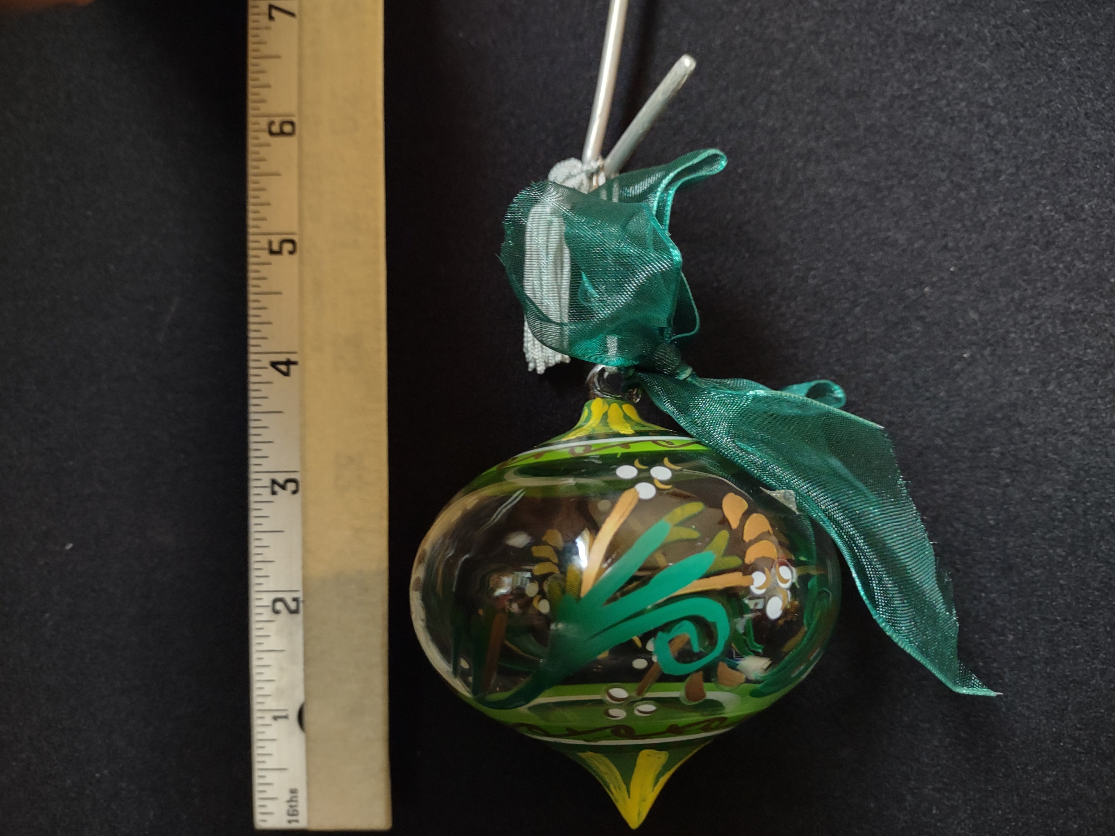 Set of 2 Hand Painted Gems Ornaments Christmas Lenox Green Purple (lot 1634)