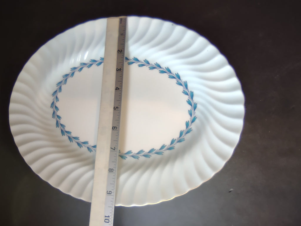 Set of 2 Minton English Bone China Blue Cheviot Platter 12" x 9-1/2" (lot 2613)