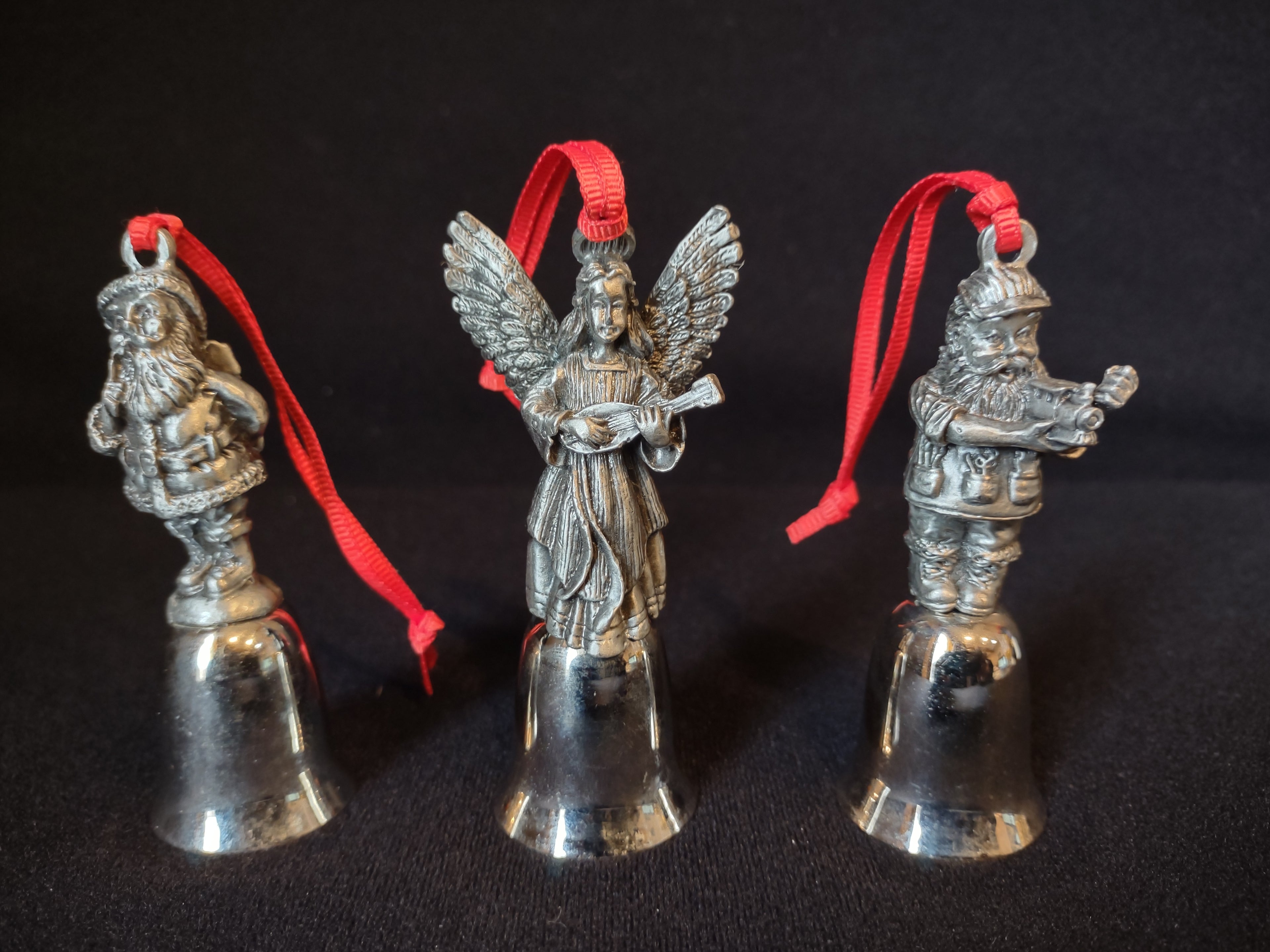 Set of 3 Angel Santa Christmas Tree Ornament Bell (lot 1685)