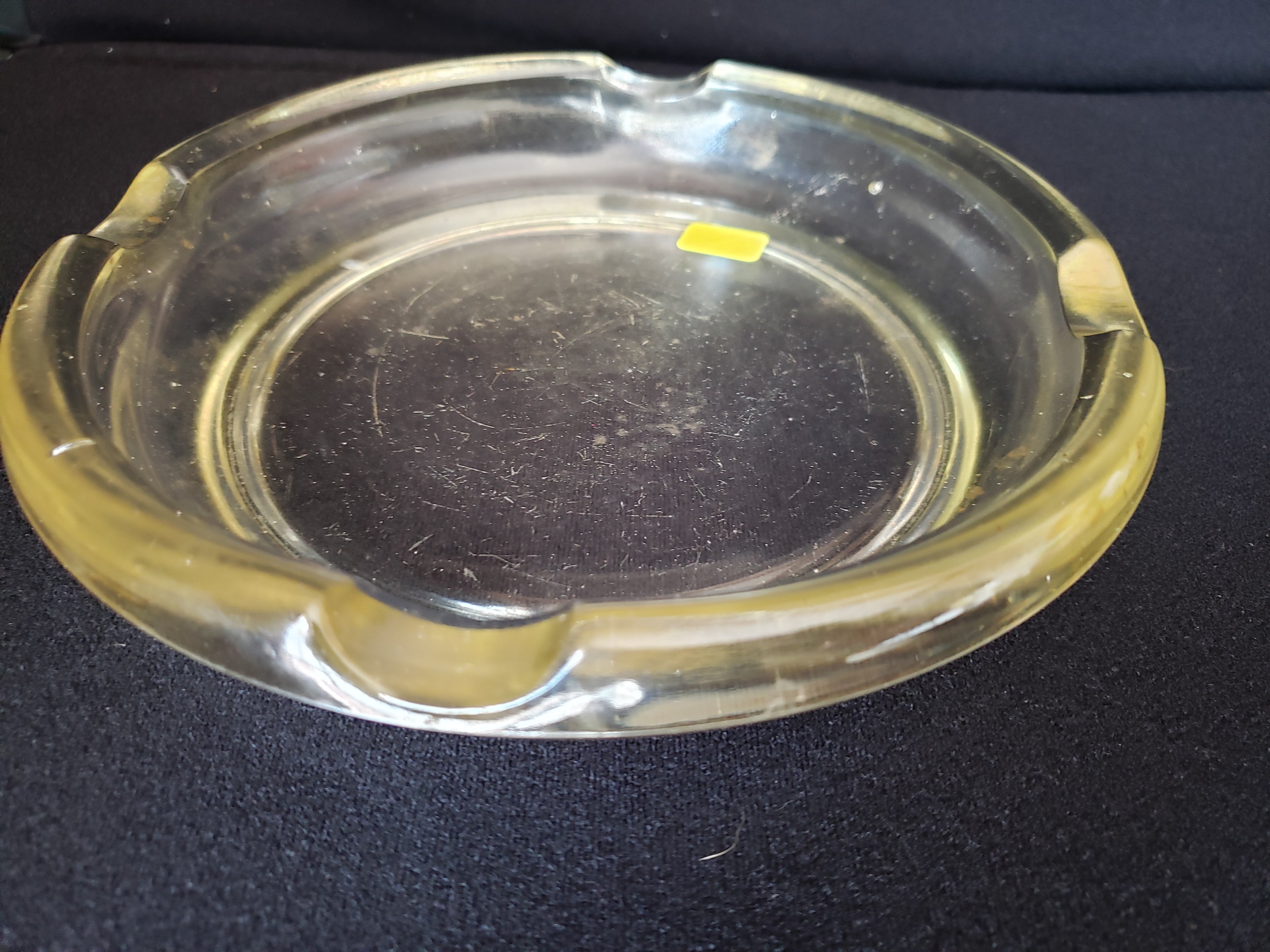 Vintage Mid Century Modern Clear Glass Ashtray 7-1/2" (lot 2166)