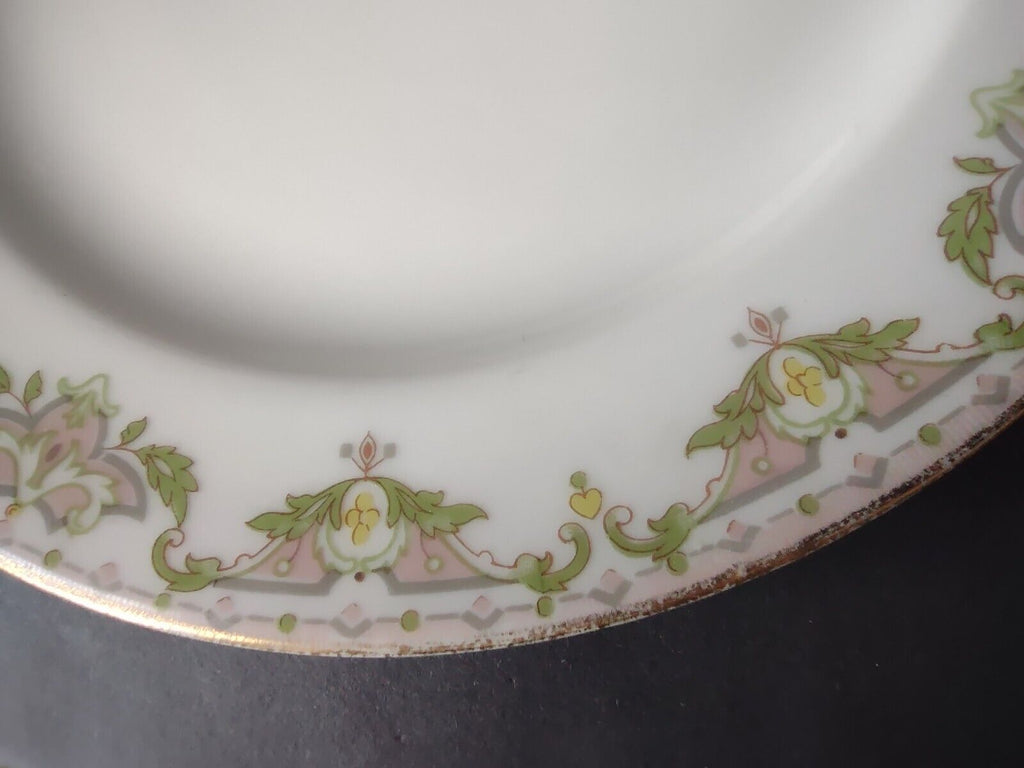 JP (Jean Pouyat) France Dessert Plate Pink Green Yellow (lot 623)