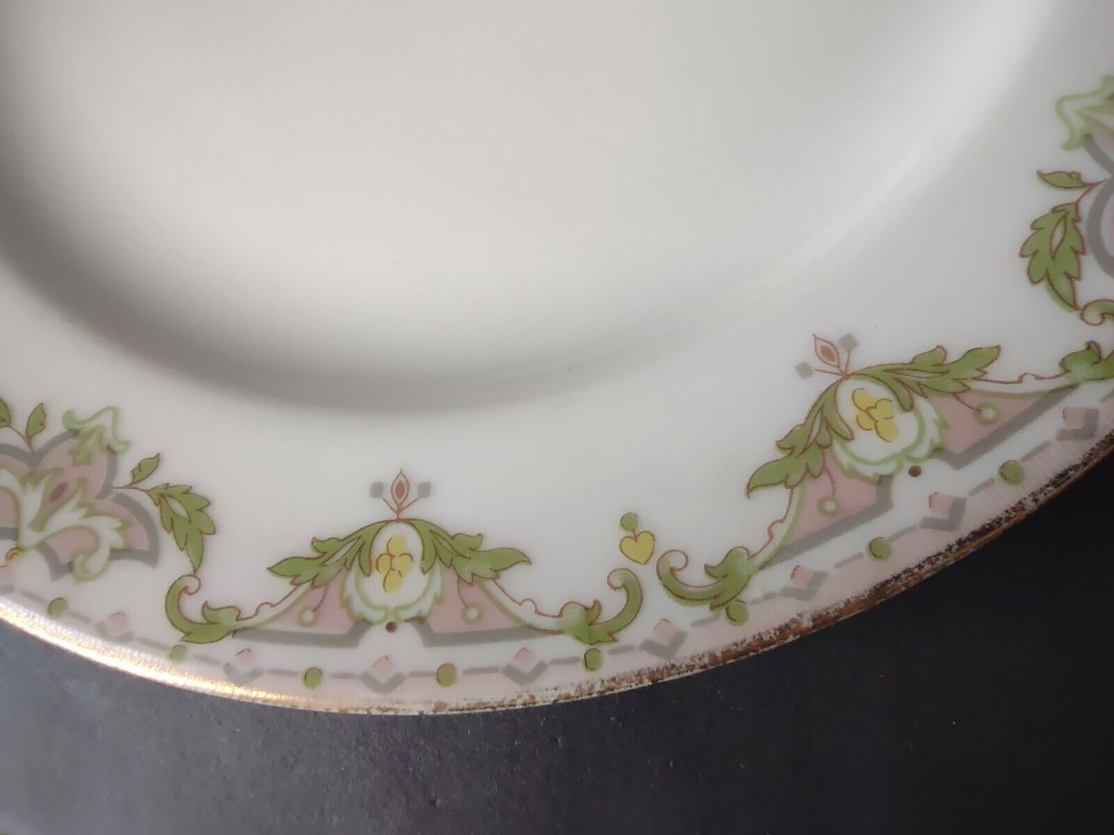 JP (Jean Pouyat) France Dessert Plate Pink Green Yellow (lot 623)