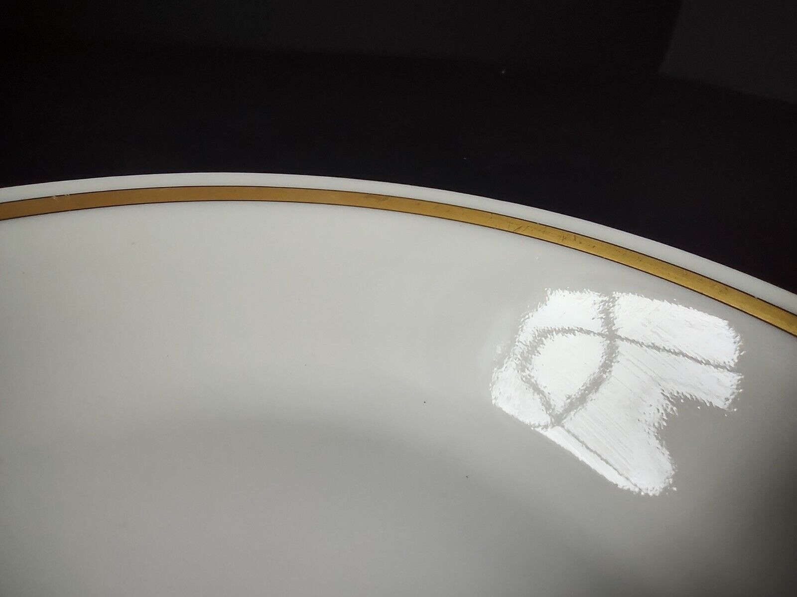 Haviland Limoges Gold & Black Trim White Coupe Cereal Oatmeal Bowl (lot 669)
