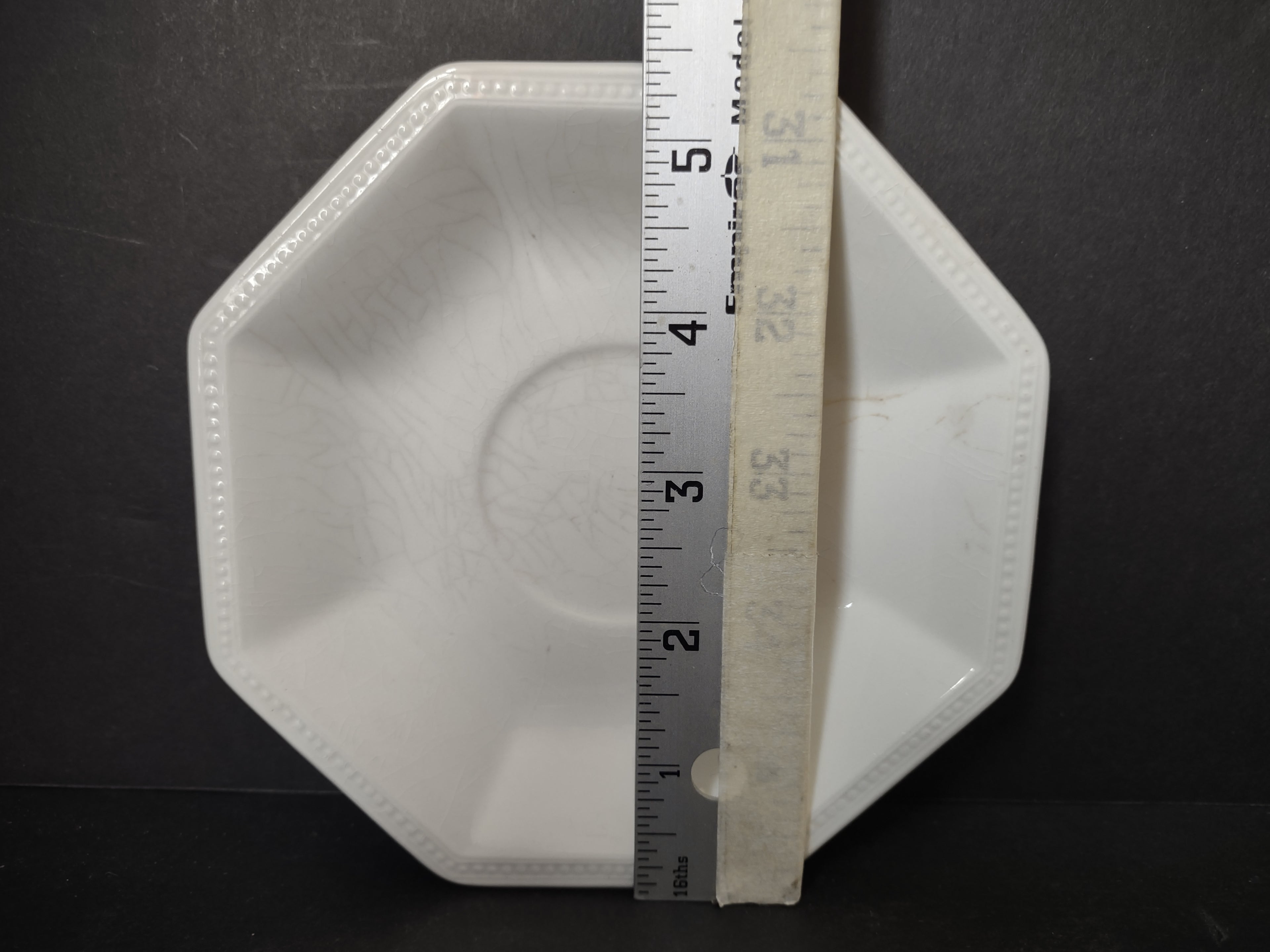 Vintage Ironstone England White Johnson Bros Saucer CRAZING (lot 5643)