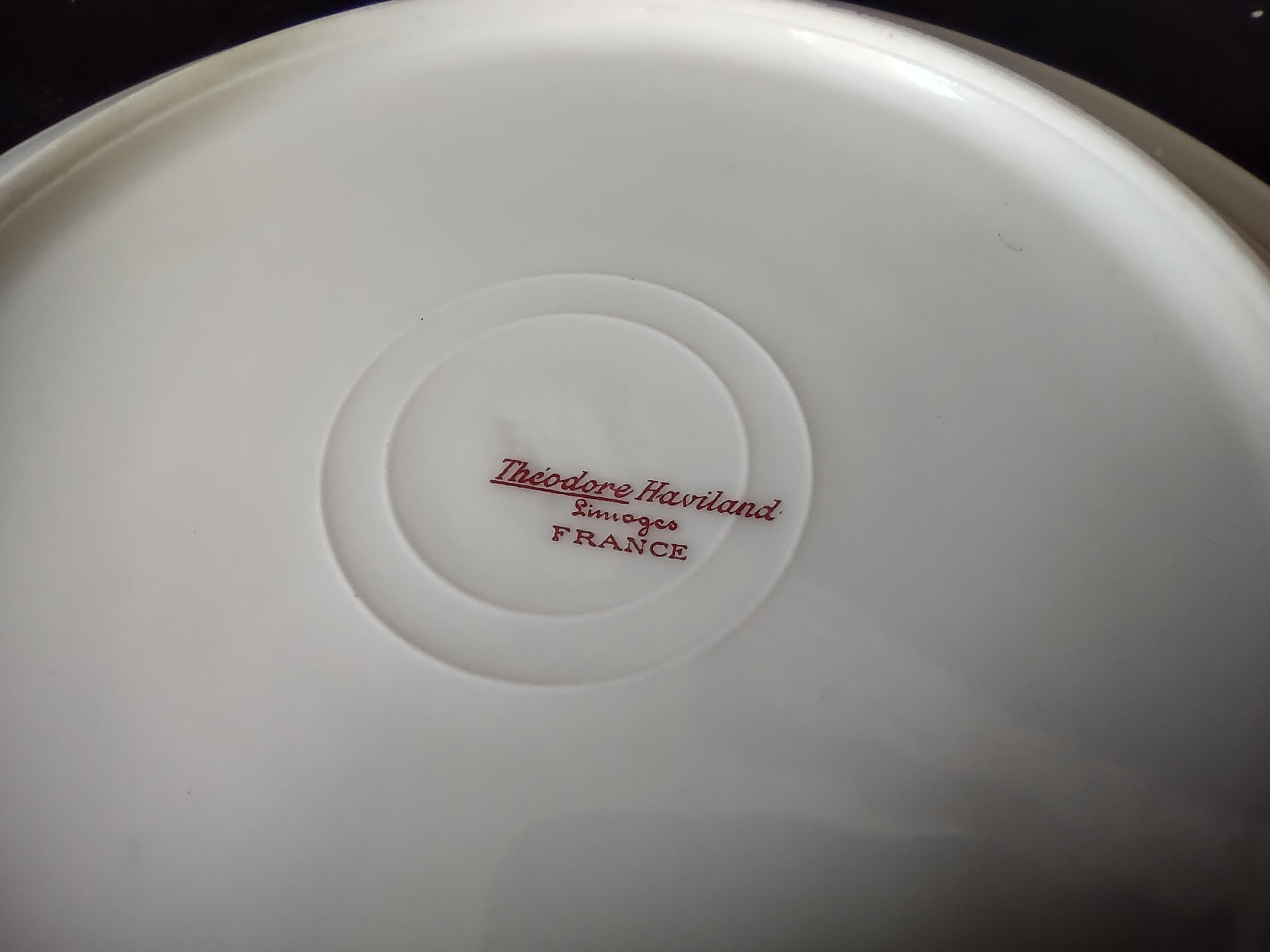 Haviland Limoges Dessert Plate Pink Rose Green Ribbon (lot 889)