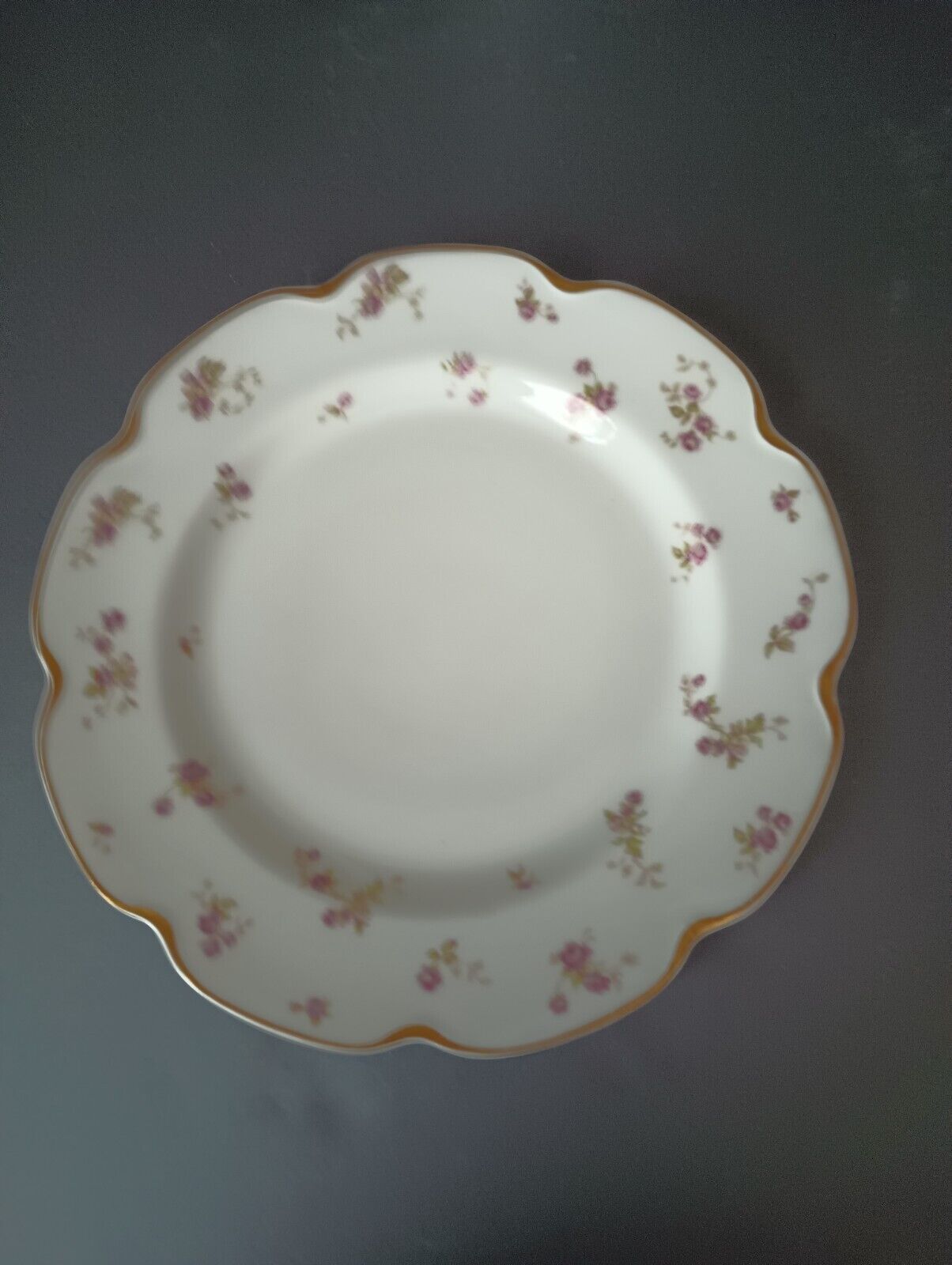Haviland Limoges Set of 2 Bread/Butter 6-1/4" Gold Trim Roses (lot 381)