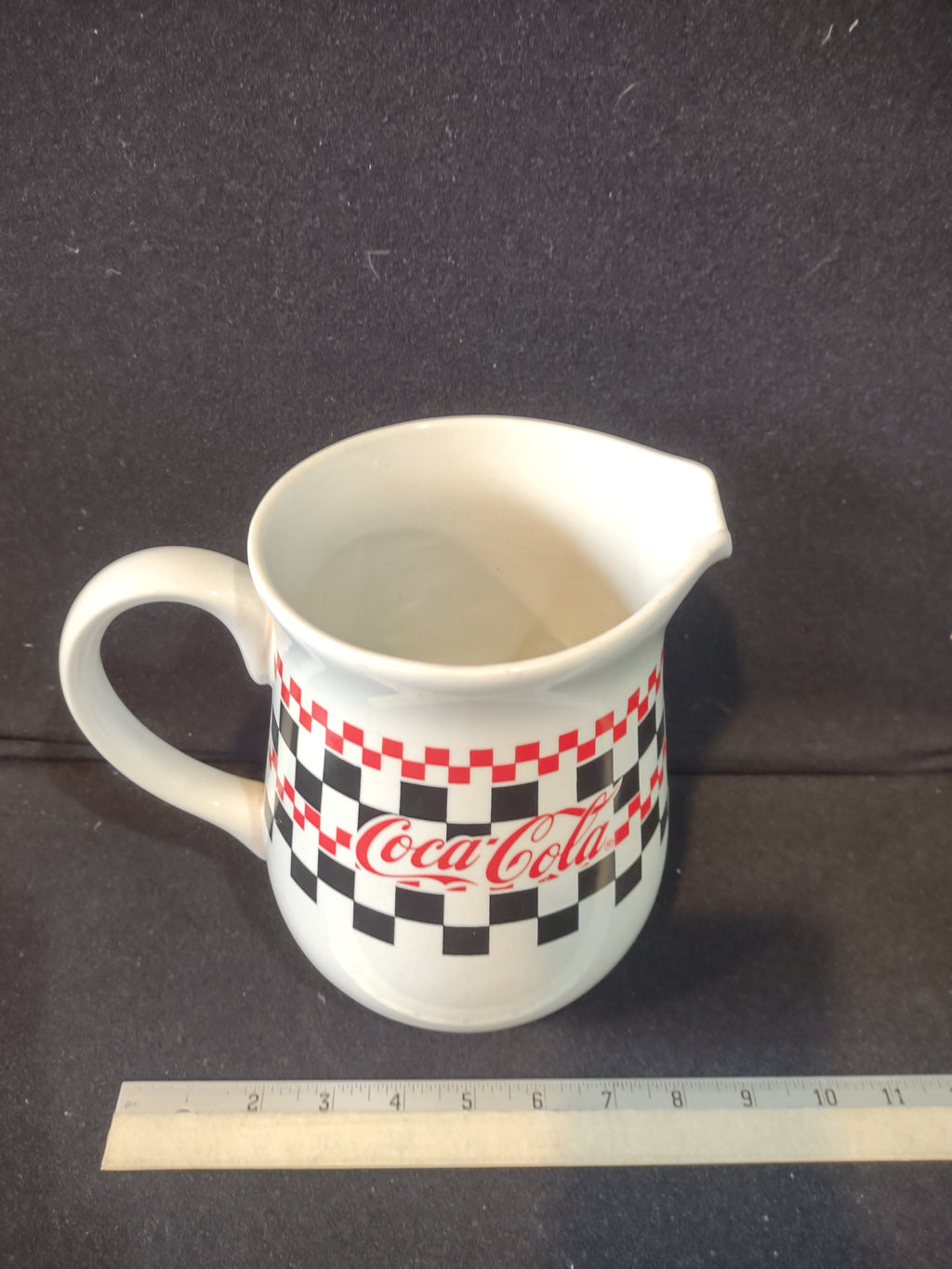 Vintage 1996 Coca Cola Pitcher Red Black Checkered (Lot 5421)