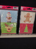 Christmas Gift Card Holders 10 Pkgs Of 4 Santa Reindeer Tree Cookie (Lot 4631)