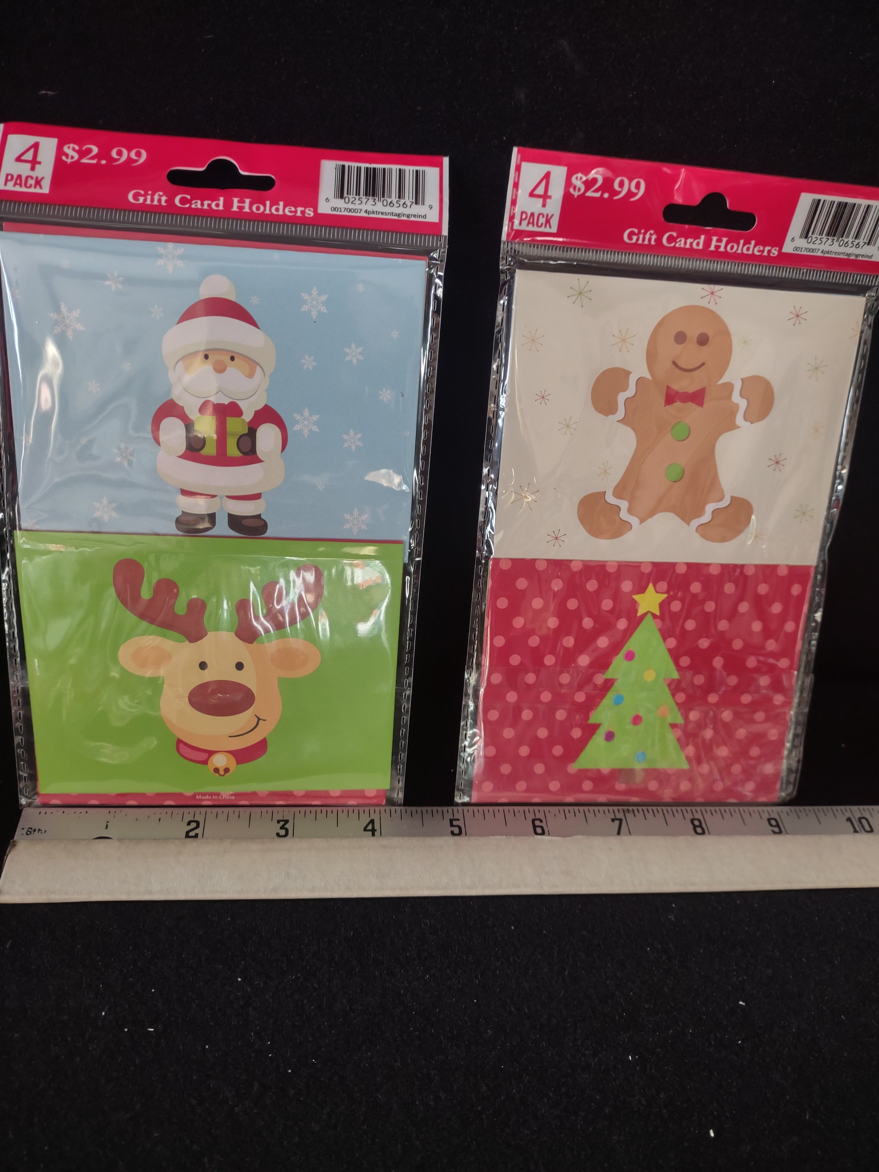 Christmas Gift Card Holders 10 Pkgs Of 4 Santa Reindeer Tree Cookie (Lot 4631)