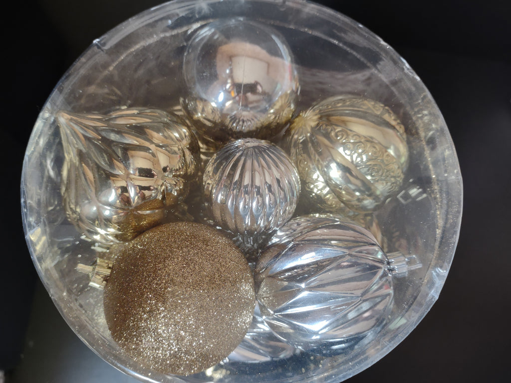 Vintage Christmas Ornaments Golden Silver Shatterproof Plastic 48 ct. (lot 1621)