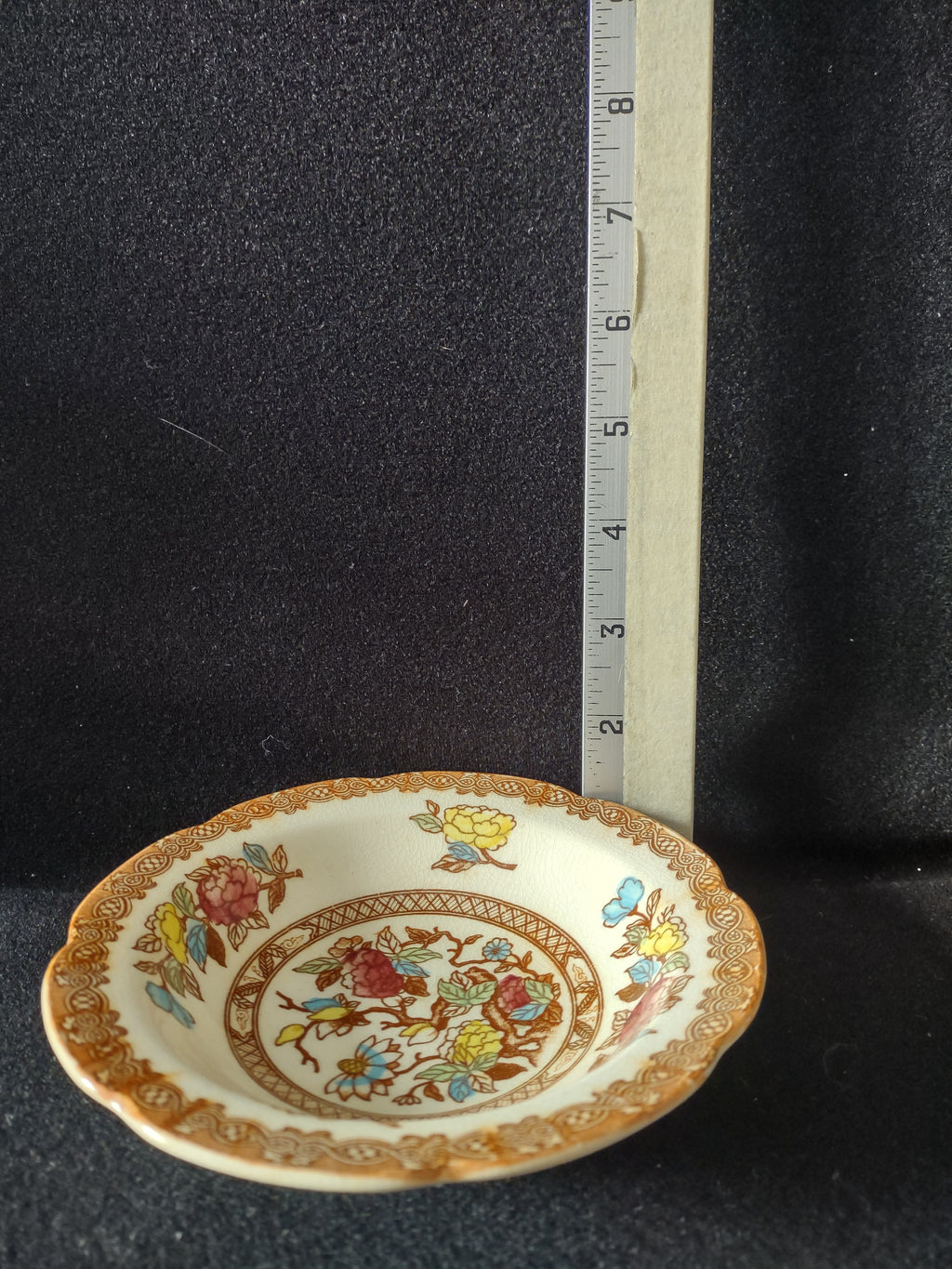 Vintage Maruta Japan Indian Tree 5-1/2" Bowl Floral Brown White (Lot 5055)