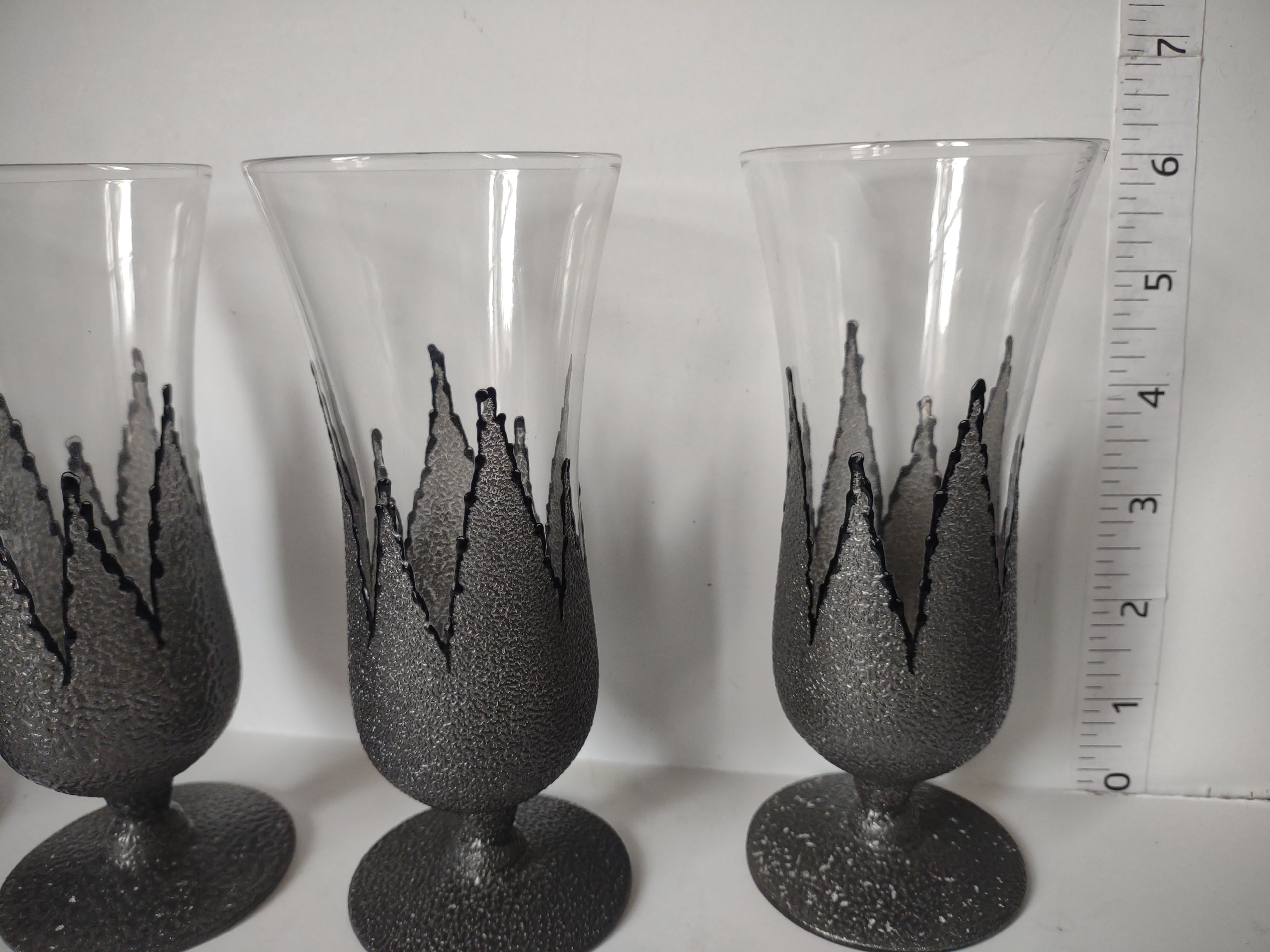 Set of 5 SMALL Hurricane Mixed Drink Glass Vintage MCM (lot 2745)