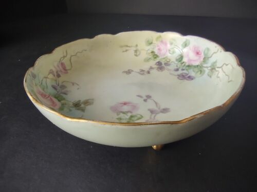 lot 757 Unmarked Footed Serving Bowl Roses