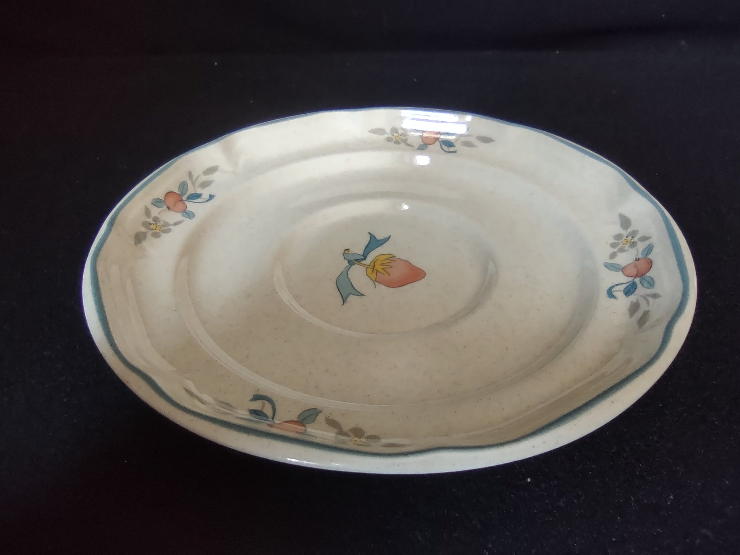 Marmalade Stoneware Japan Strawberry Saucer 6" Geese Duck Ribbon (lot 2831c)