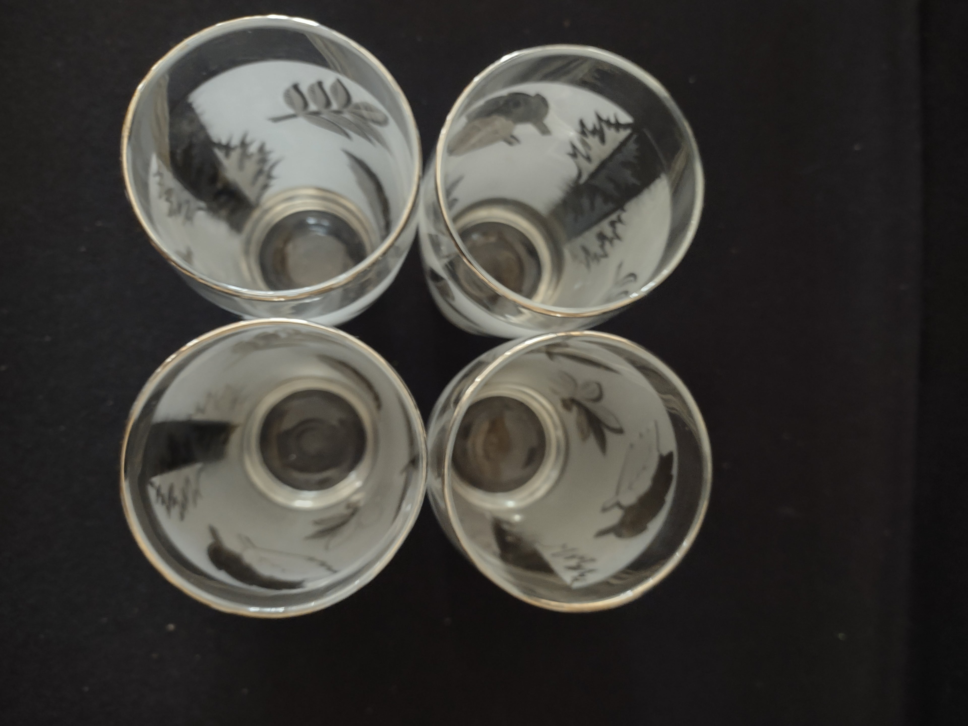 Vintage Libbey Silver Leaf Foliage Frosted Drinking Glasses X 4 (Lot 3233)