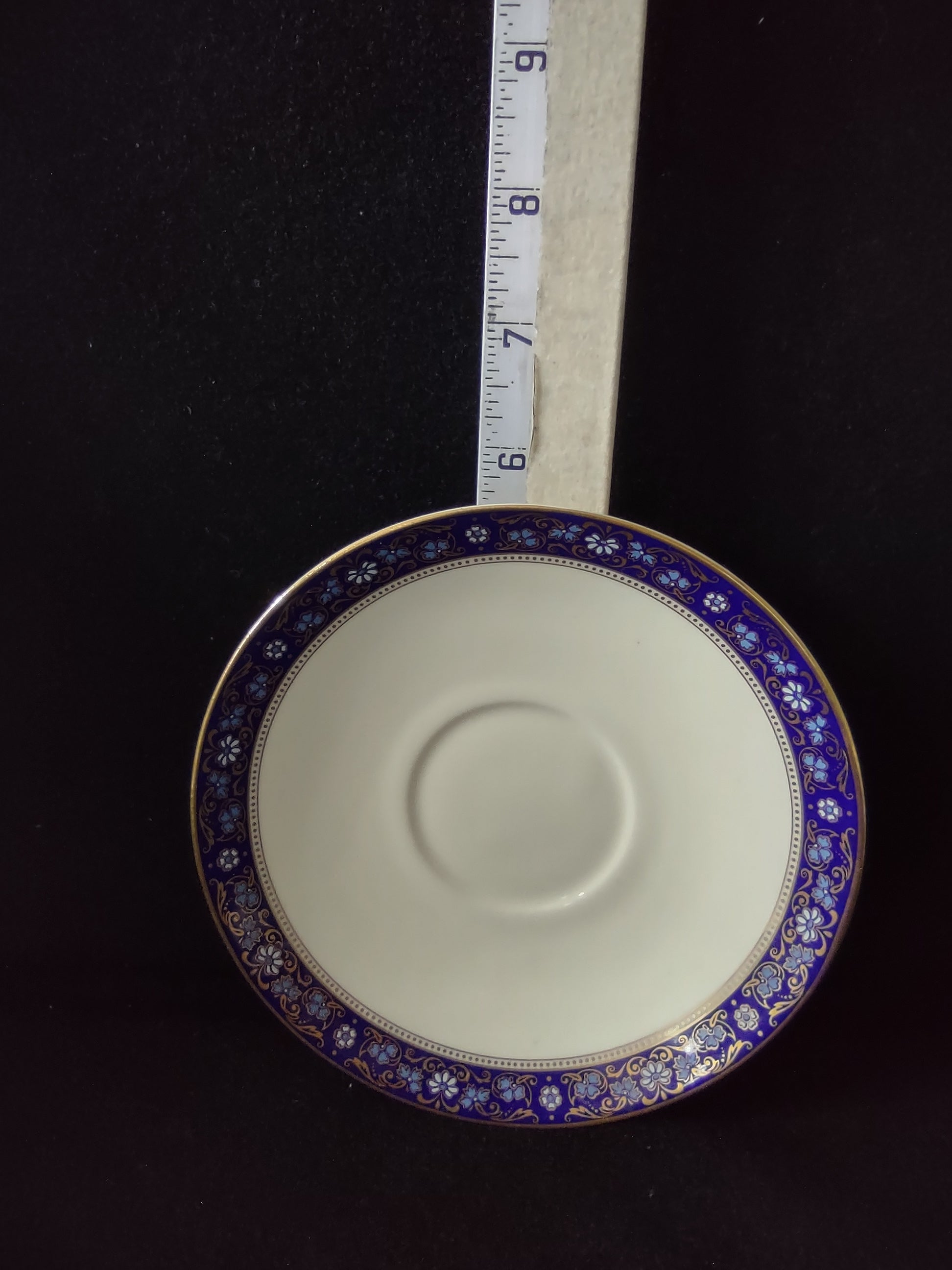 Vintage Minton Edinburgh Dark Blue Teacup Saucer Bone China Floral Gold (Lot5507