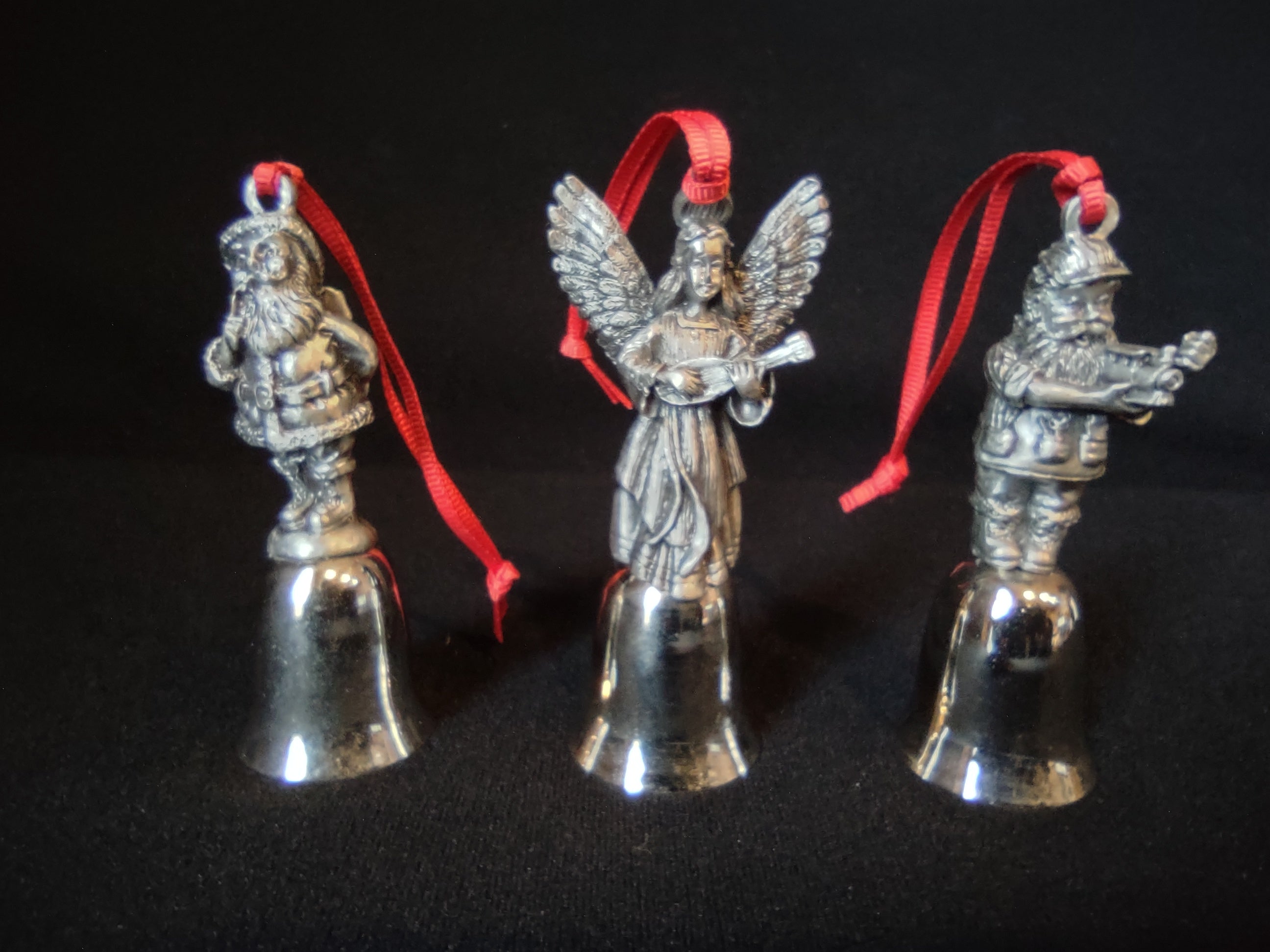 Set of 3 Angel Santa Christmas Tree Ornament Bell (lot 1685)