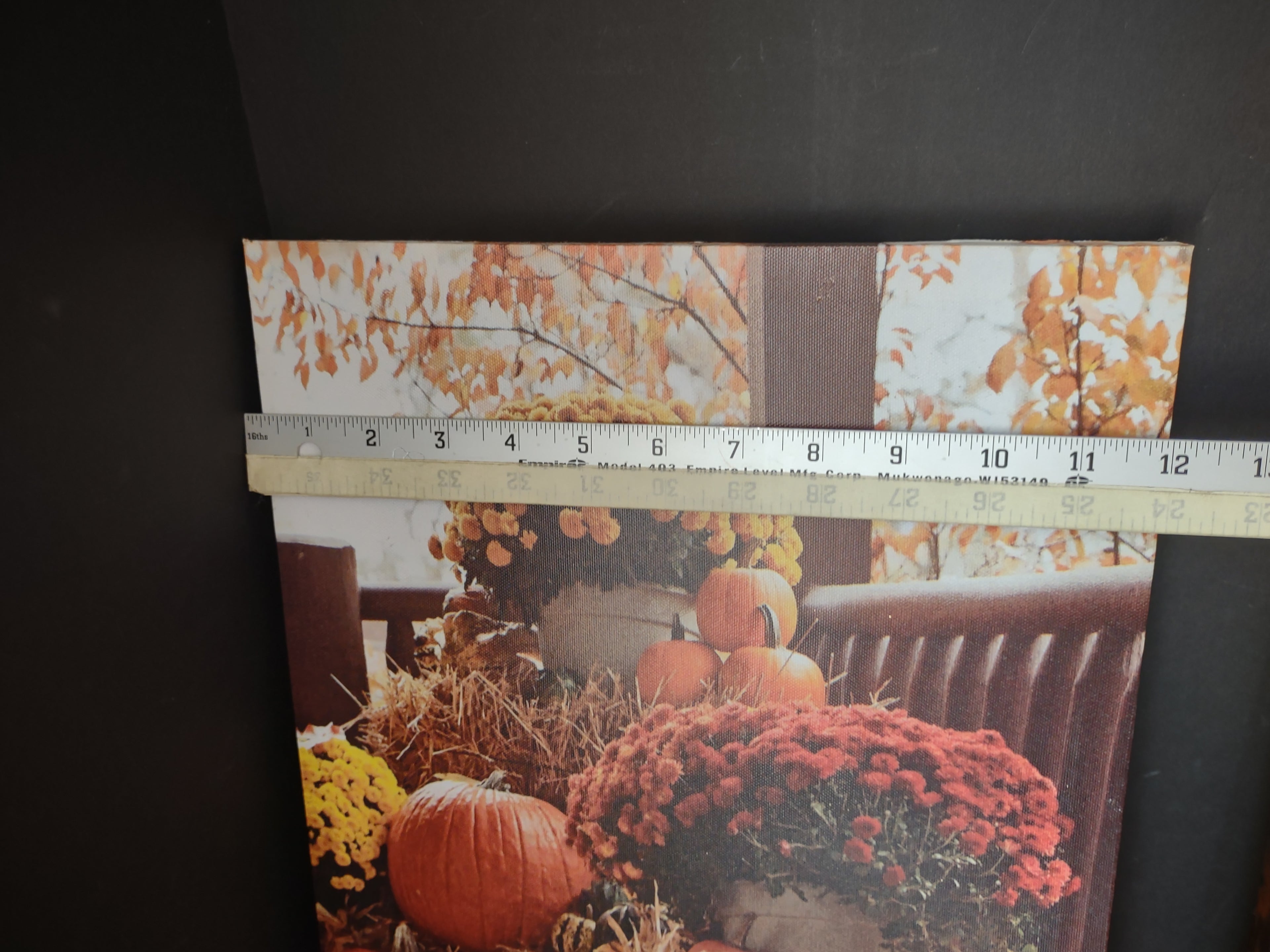 Thanksgiving Fall Picture Wall Decor Pumpkin Mums ONE Lights Up (lot 3096)
