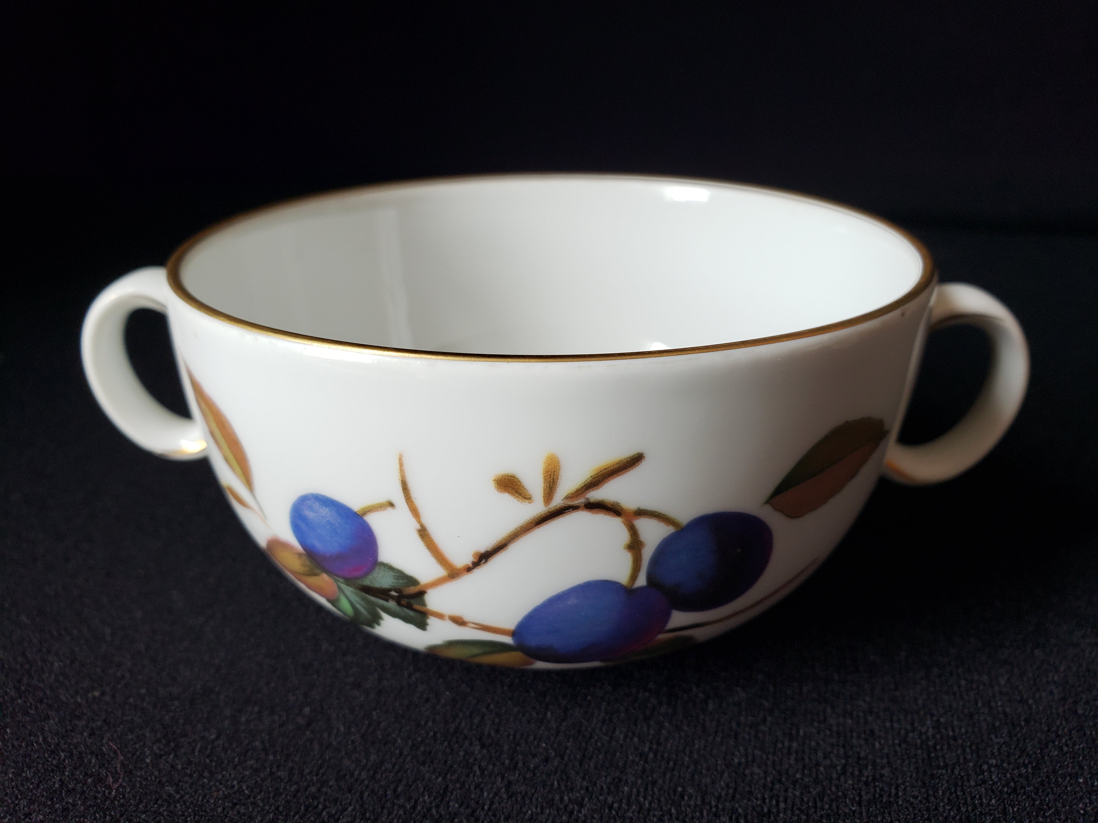 Vintage Royal Worcester Evesham Two Handle Bouillon Cup with Saucer (lot 2079)