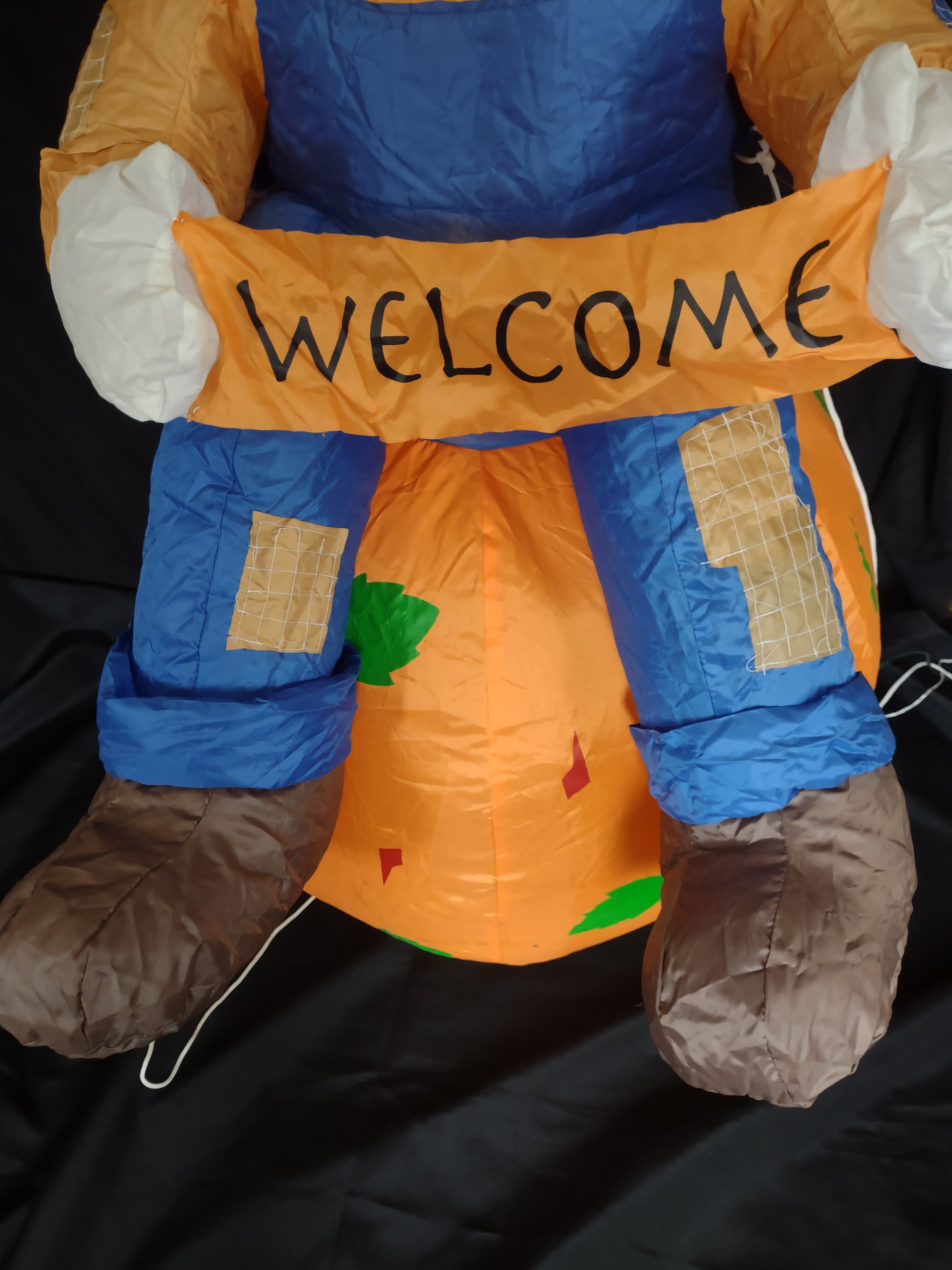 Vintage Halloween Thanksgiving Farm Boy on Pumpkin Inflatable 4 Ft (lot 3252j)