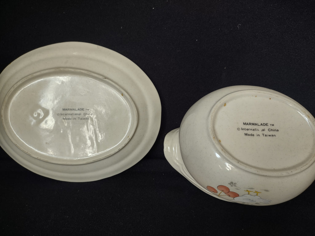 Vintage Marmalade Gravy Boat Geese Duck Cherry Ribbon (lot 2844c)
