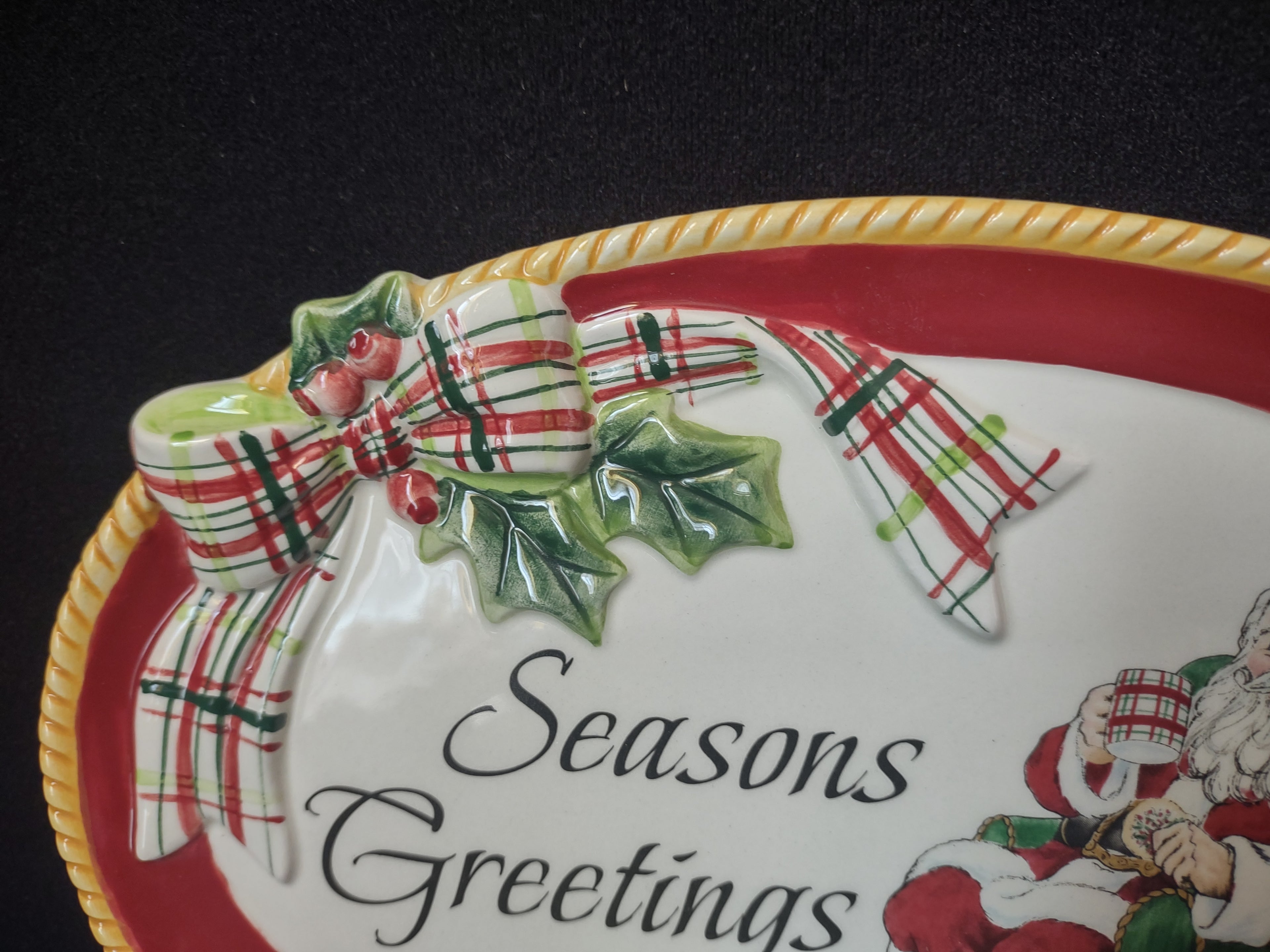 Christmas Fitz and Floyd Seasons Greetings Santa Serving Tray Platter (lot 1524)