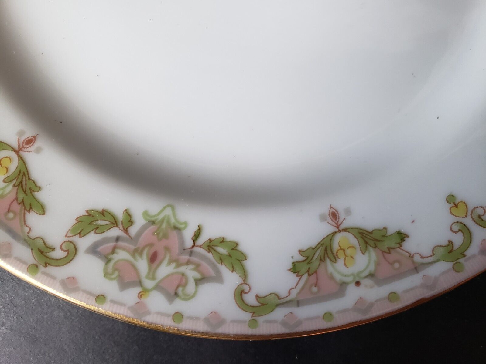JP (Jean Pouyat) France Bread Butter Plate Pink Green Yellow (lot 620)