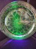 Vintage Green Vaseline Glass Ballerina Cameo Platter 10-1/2" (lot 2751)