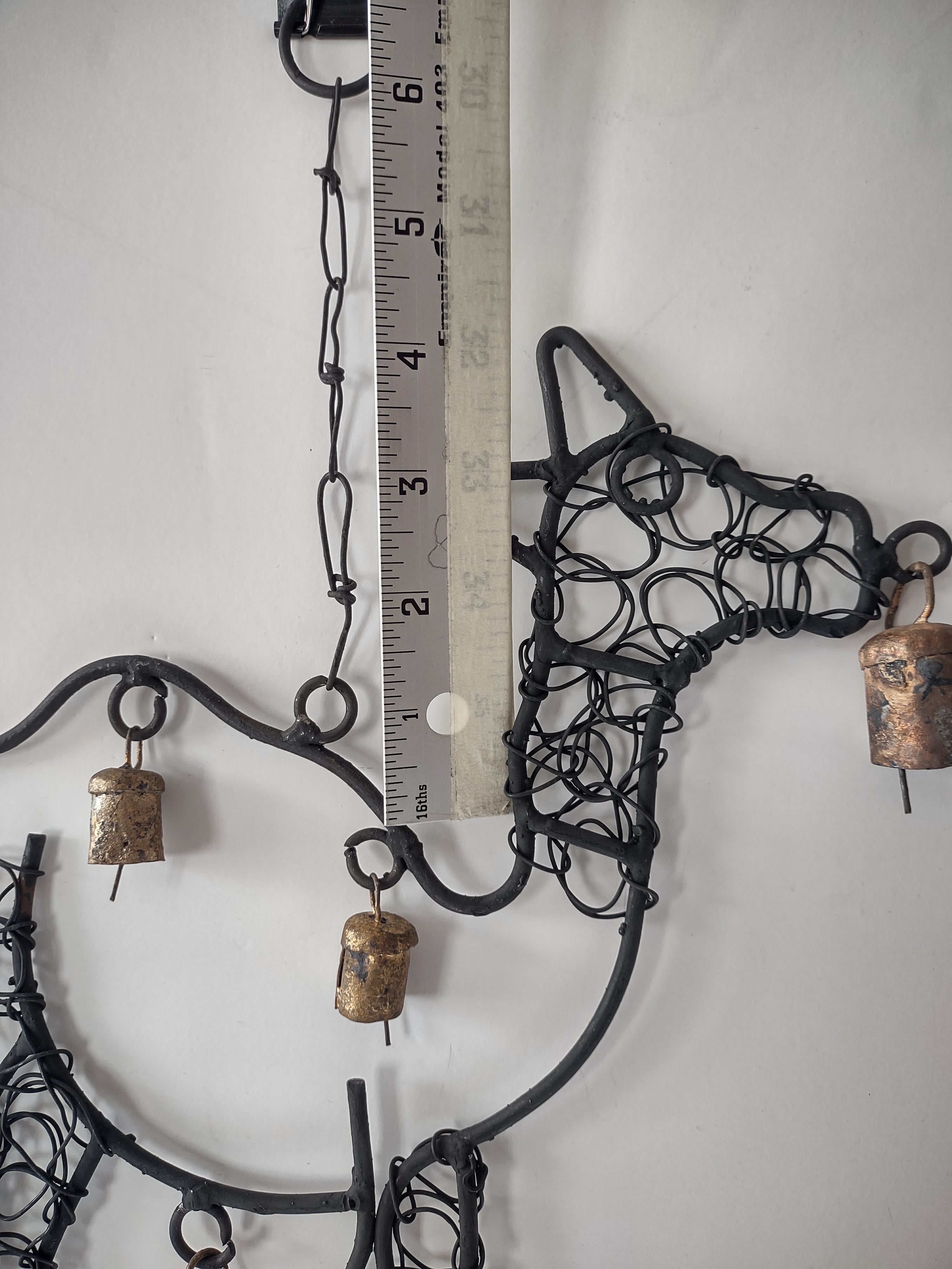 Vintage Primitive Rustic Christian Camel Farmhouse Bell Folk Art Wind Chime 1276
