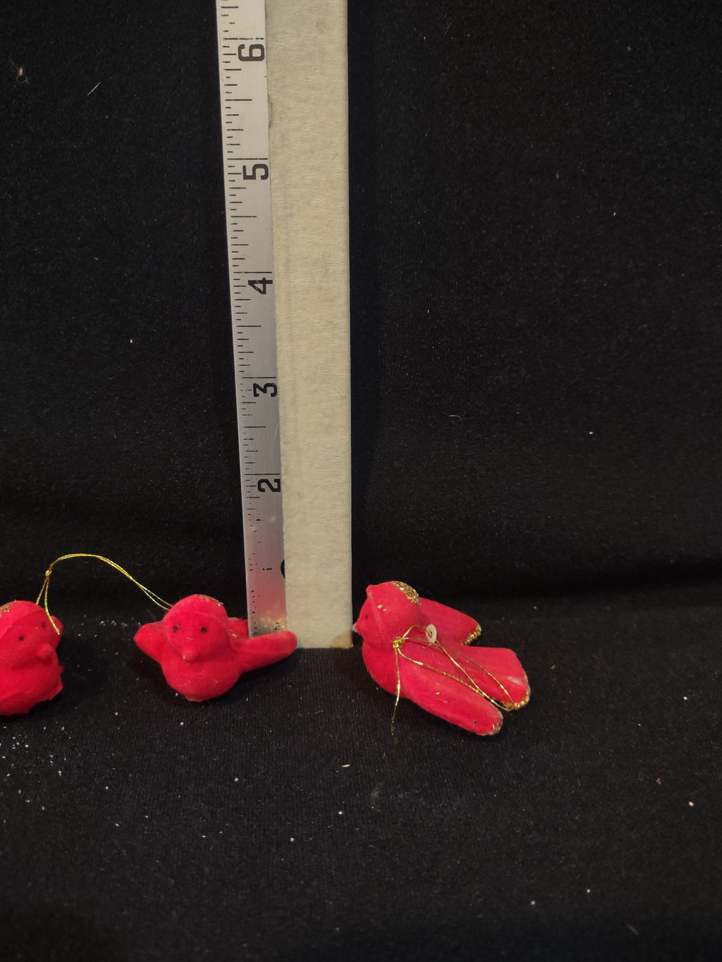 Christmas Winter Flocked Red Bird Ornament Glitter Trim x 14 (Lot 4603)