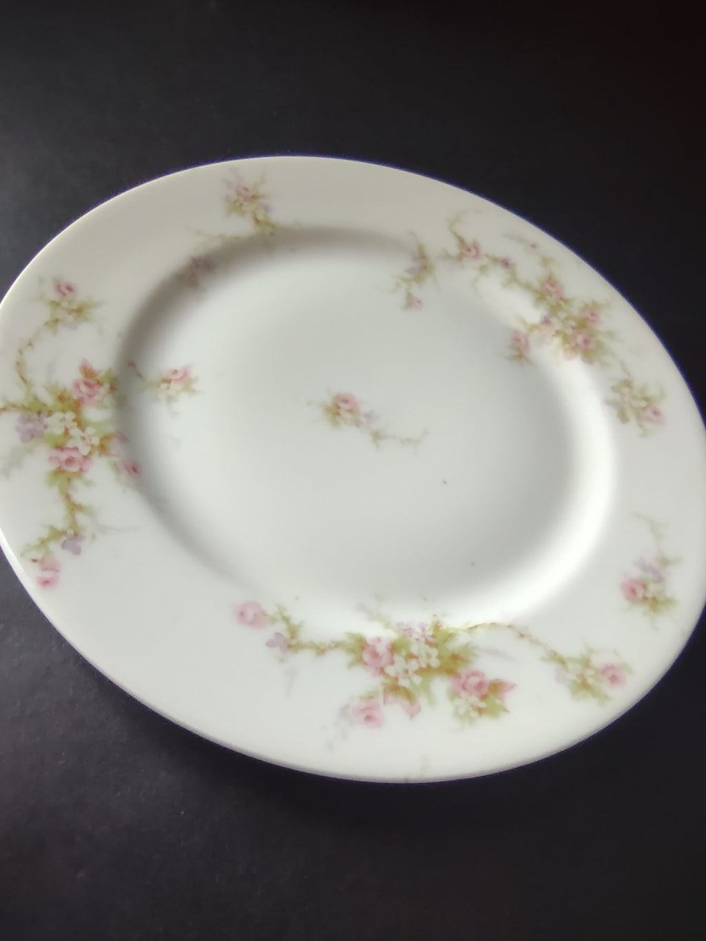 Haviland Limoges Dessert/Salad Plate Rose White Purple Flower Moss (lot 897)