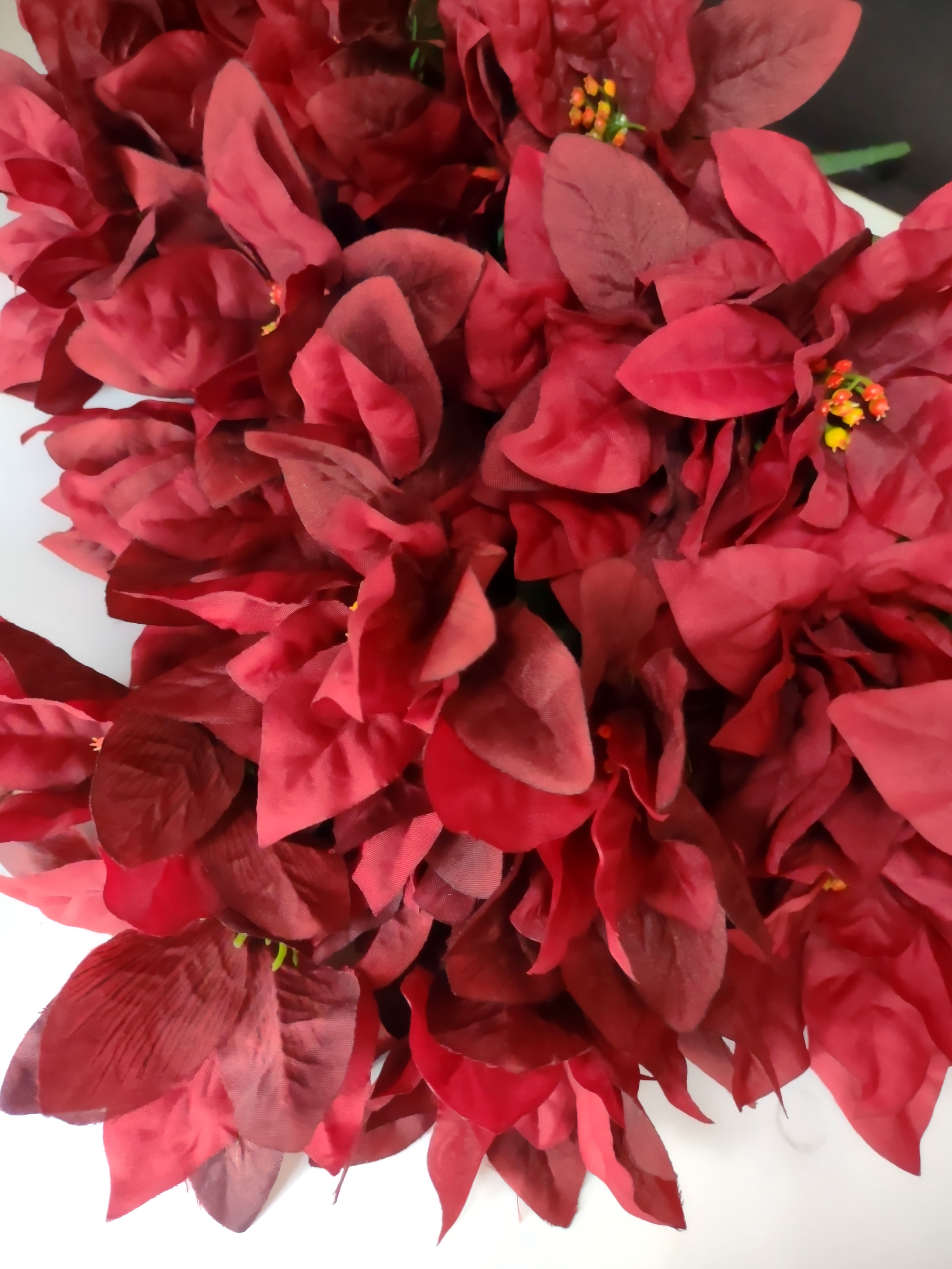 Christmas Lot Artificial Flower Poinsettia Red 12 stems 17" Long (lot 3344)