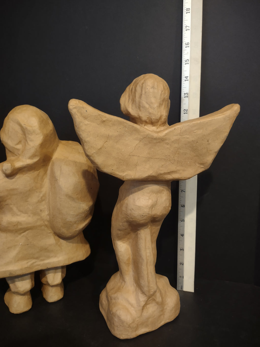 Christmas Paper Mache Set Angel Santa IMPERFECT (lot 1290)