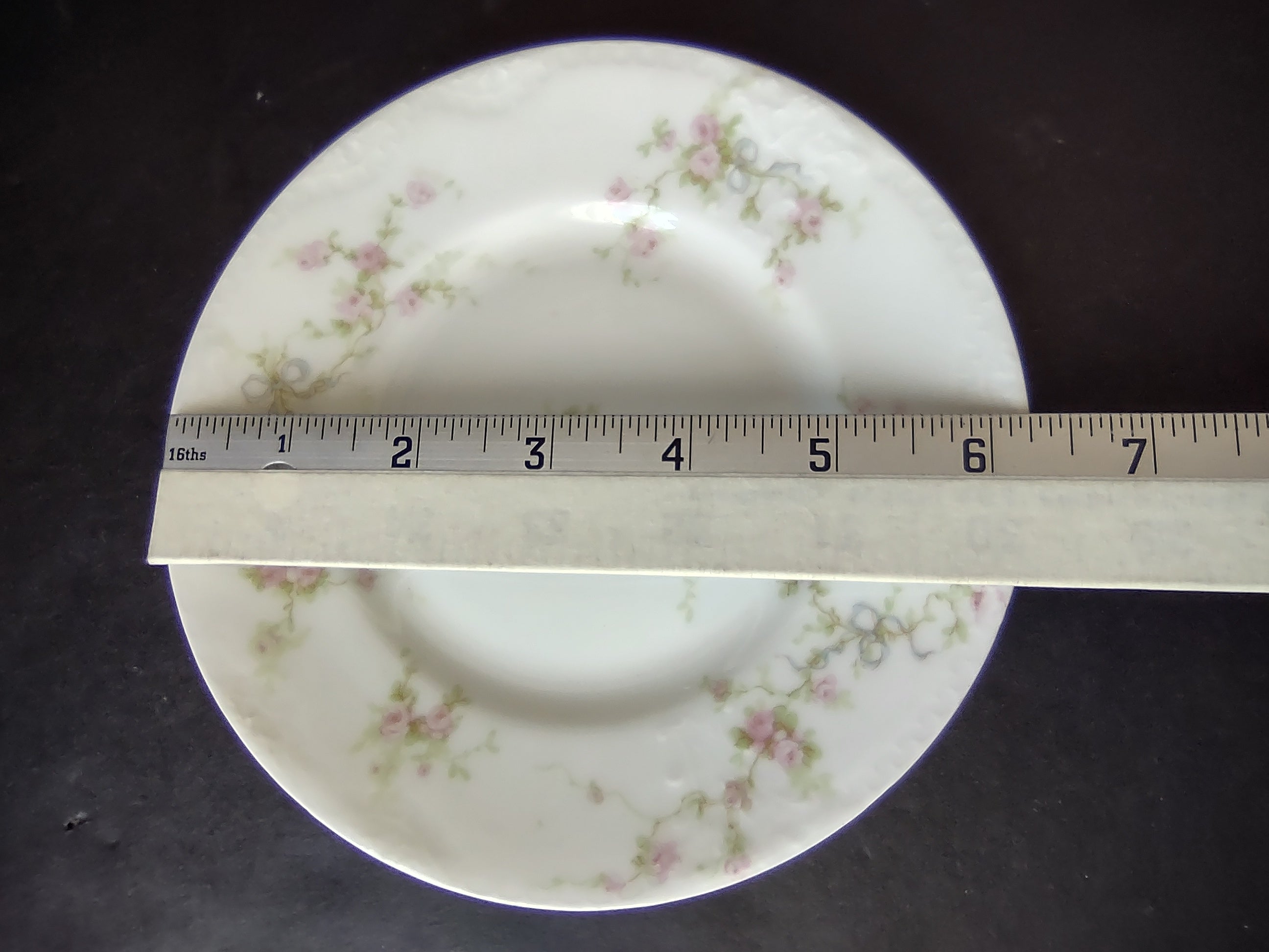 Haviland France Limoges Bread/Butter Plate Marie Blue Ribbon Rose (lot 1110)