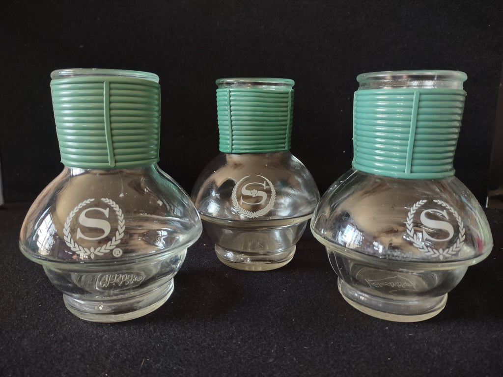Vintage Hottle Carafe Clear Glass x 2 NO Lid Glasbake Letter S (lot 5251)