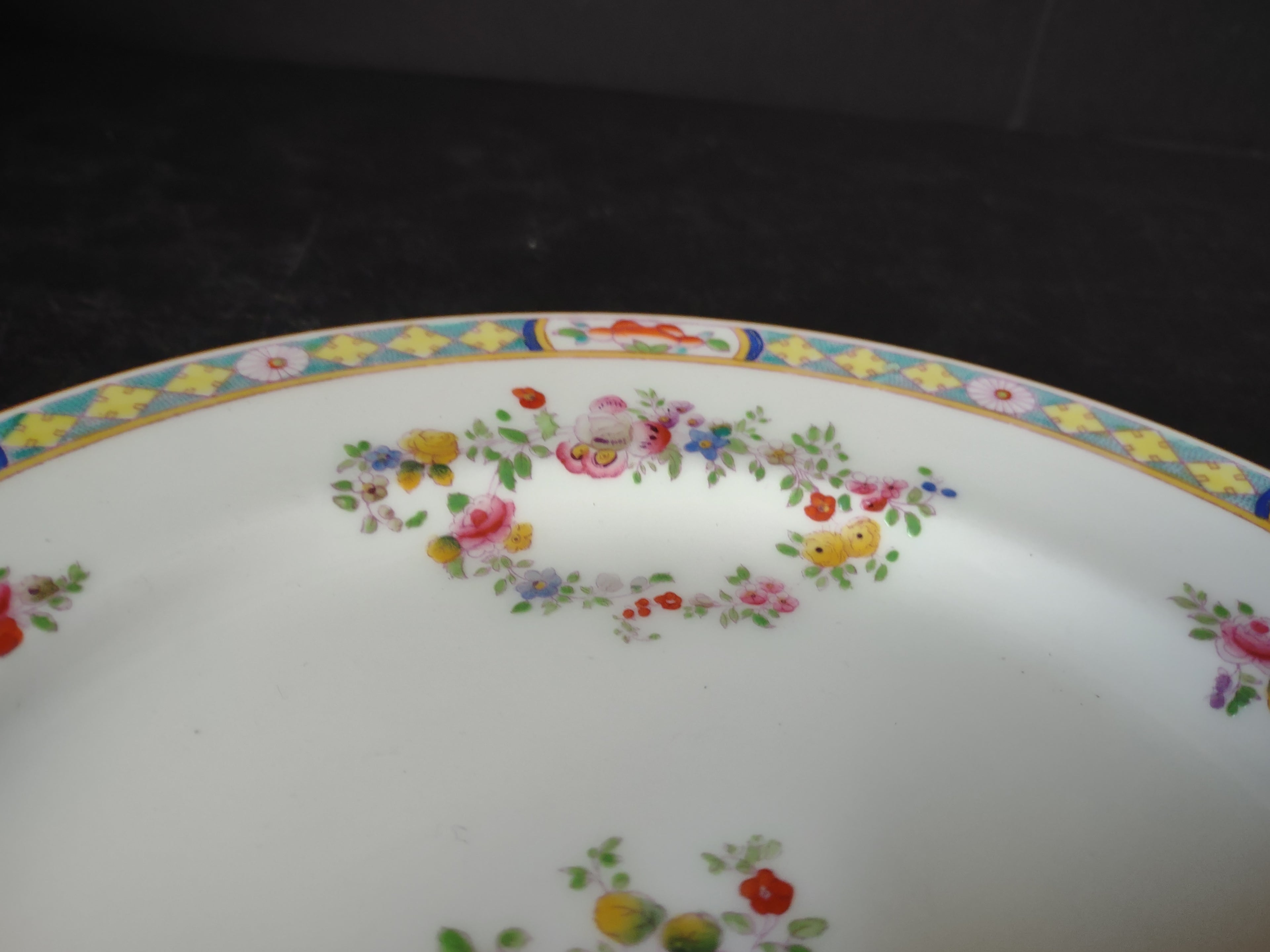Vintage Minton Rose Yellow Trim Dinner/Lunch Plate x 4 Bone China (lot 5482)