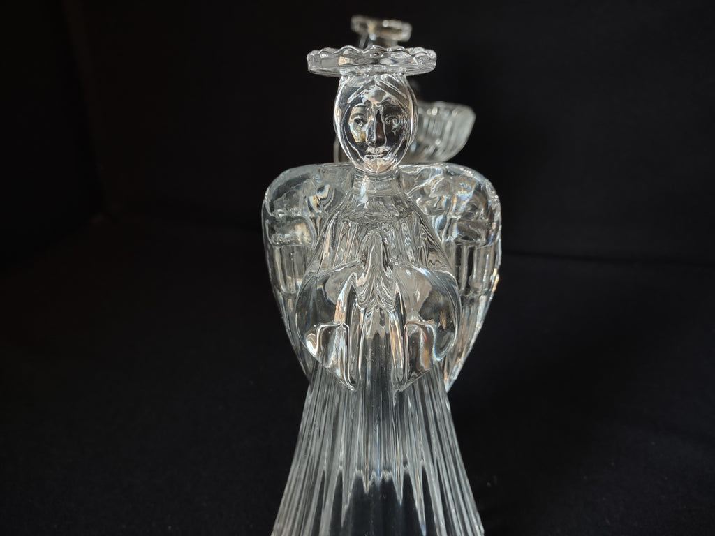 Christmas Set of 2 Glass Angels Candle Holders (lot 1577)