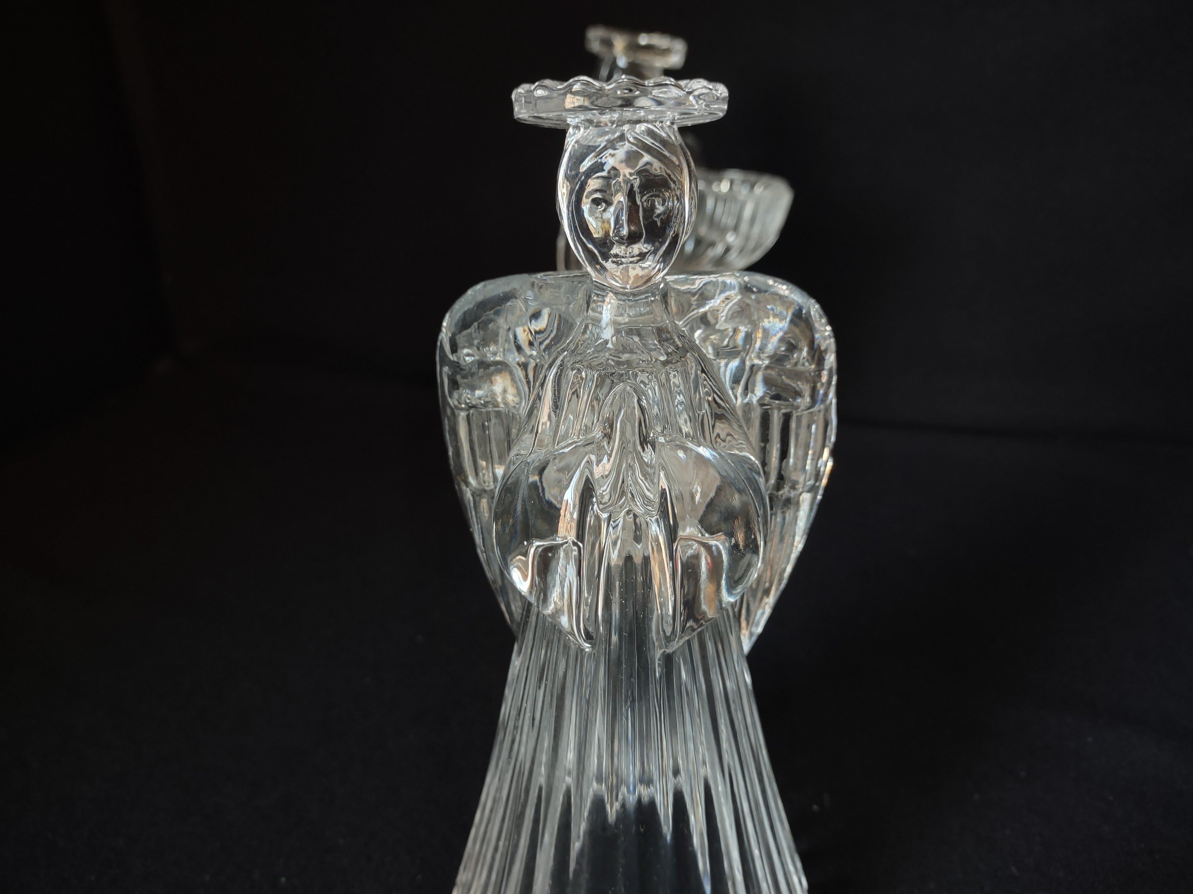 Christmas Set of 2 Glass Angels Candle Holders (lot 1577)