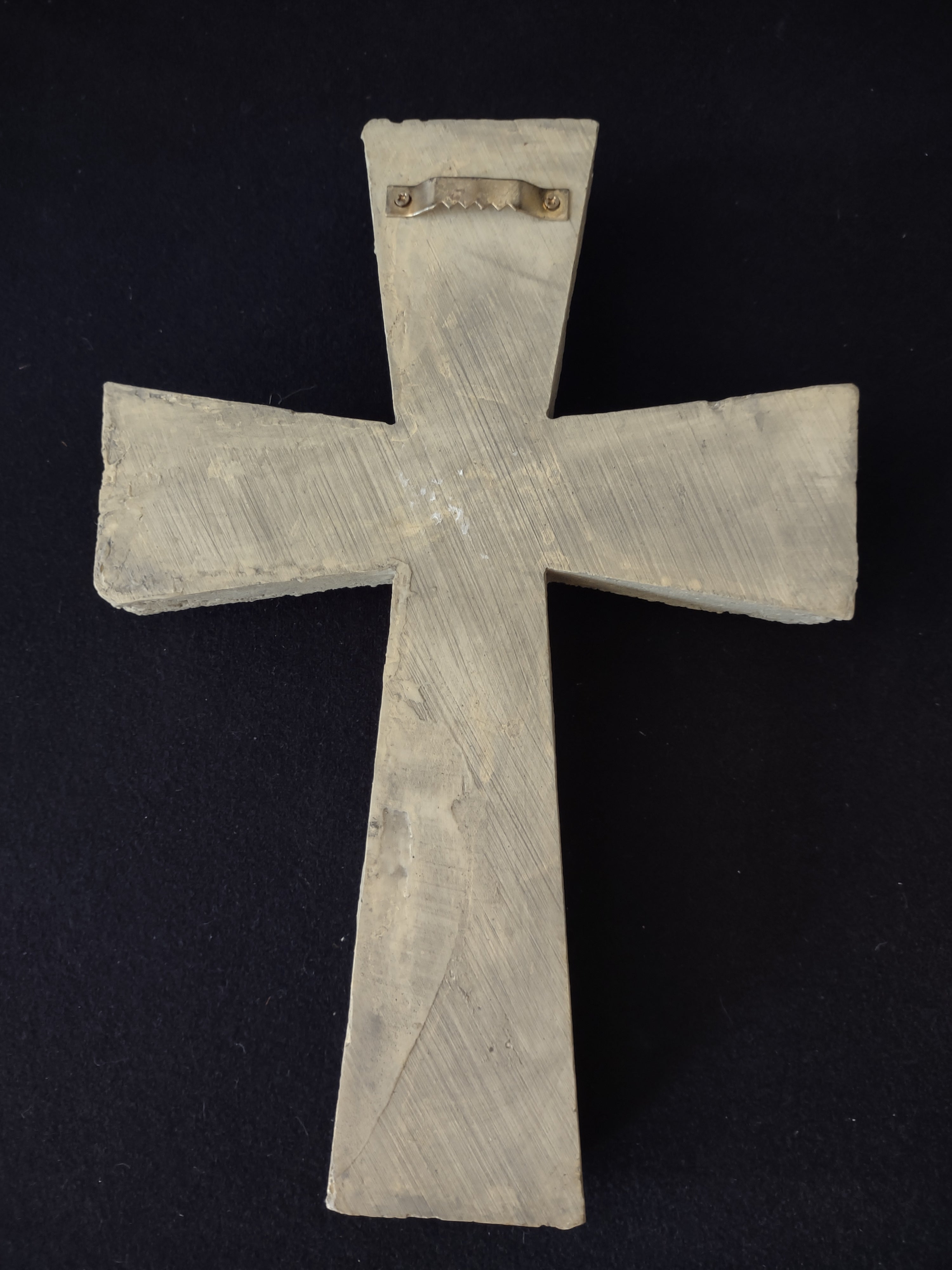Vintage Lords Prayer Stone Like Resin Textured Cross (Lot 4051t)