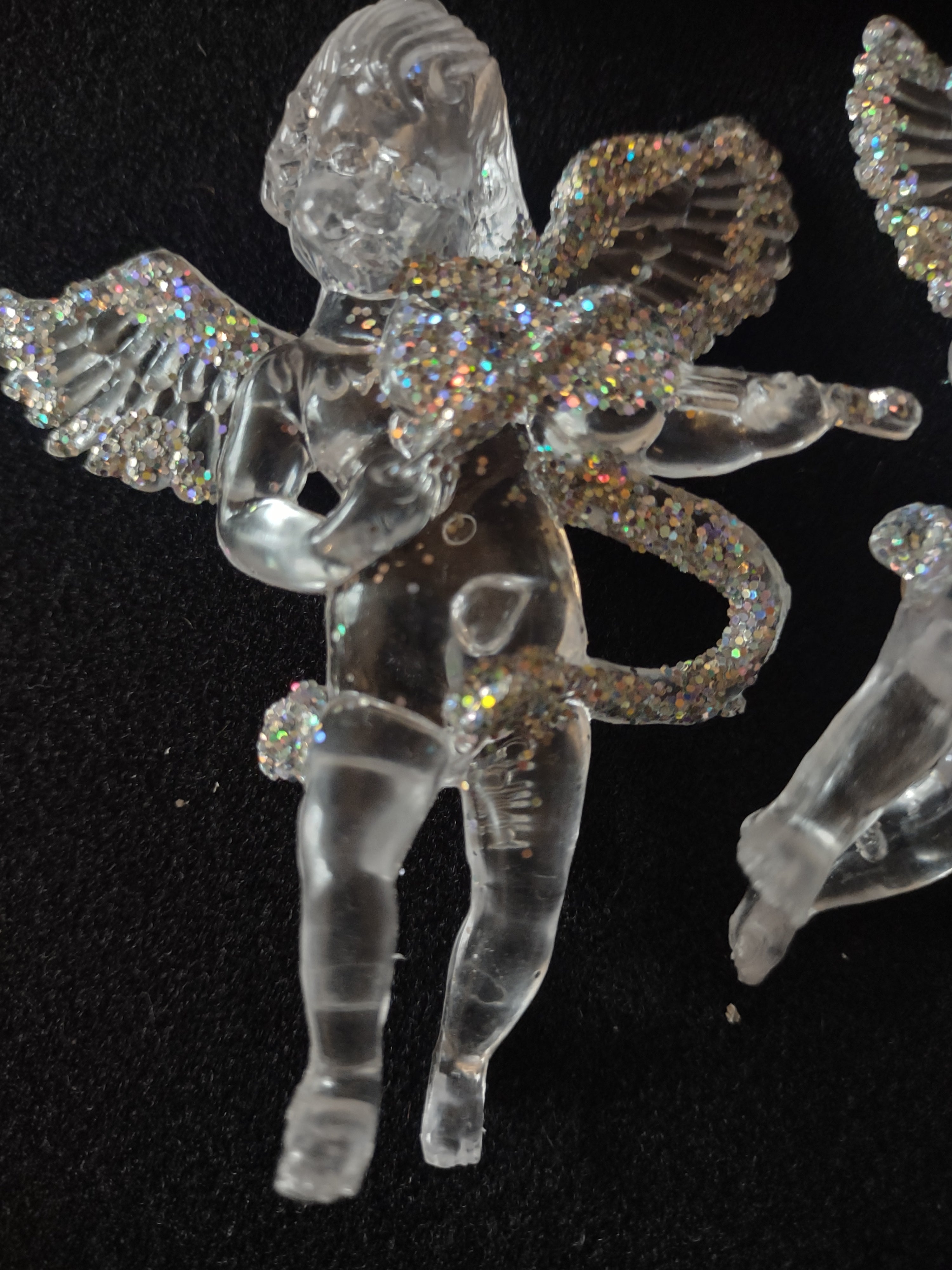 Christmas Angel Ornaments Clear Irridescent Musical Instruments X 15 (Lot 4591)