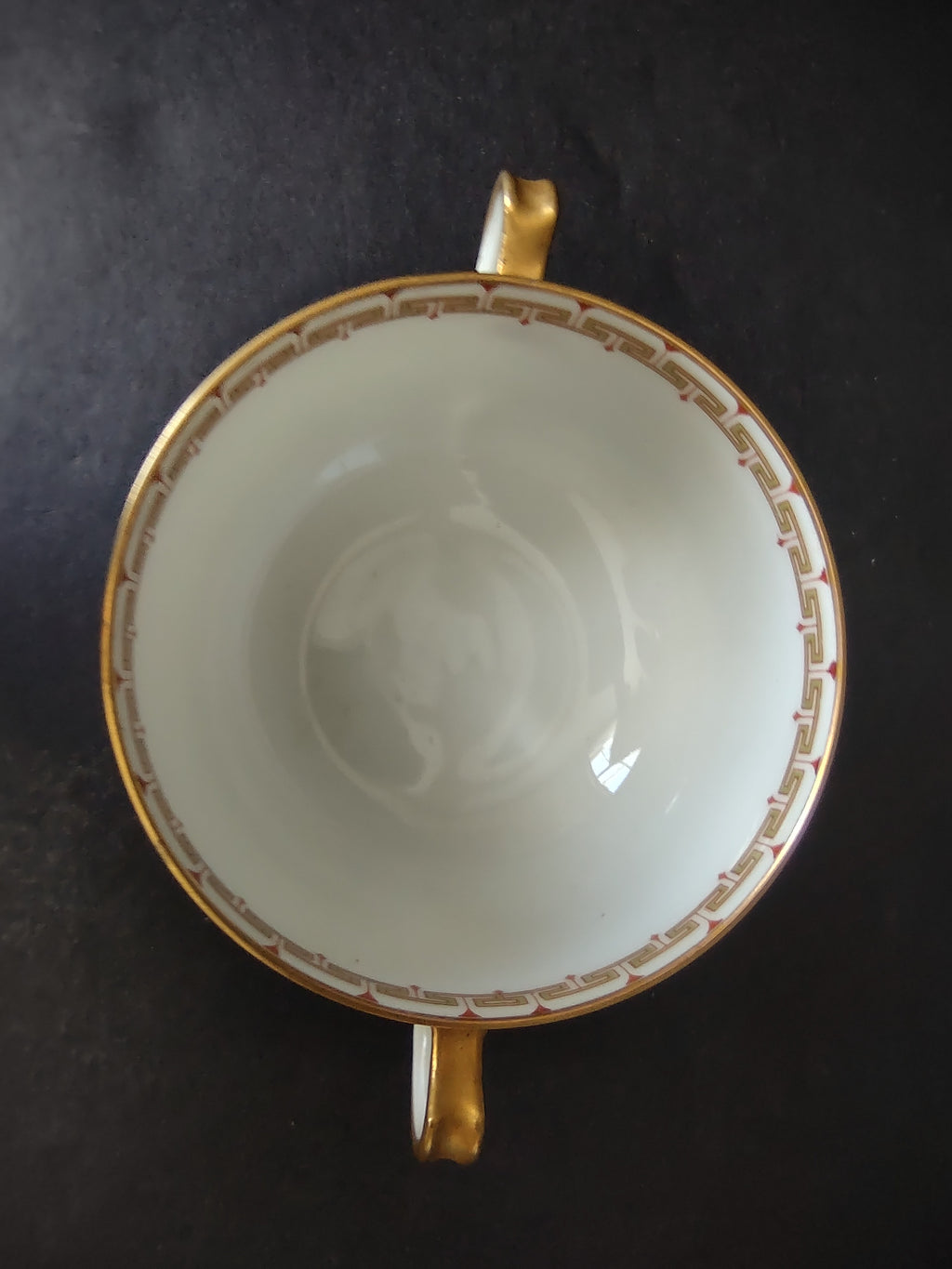 Haviland Limoges Bouillon Cup ONLY Green Red Design (lot 1064)