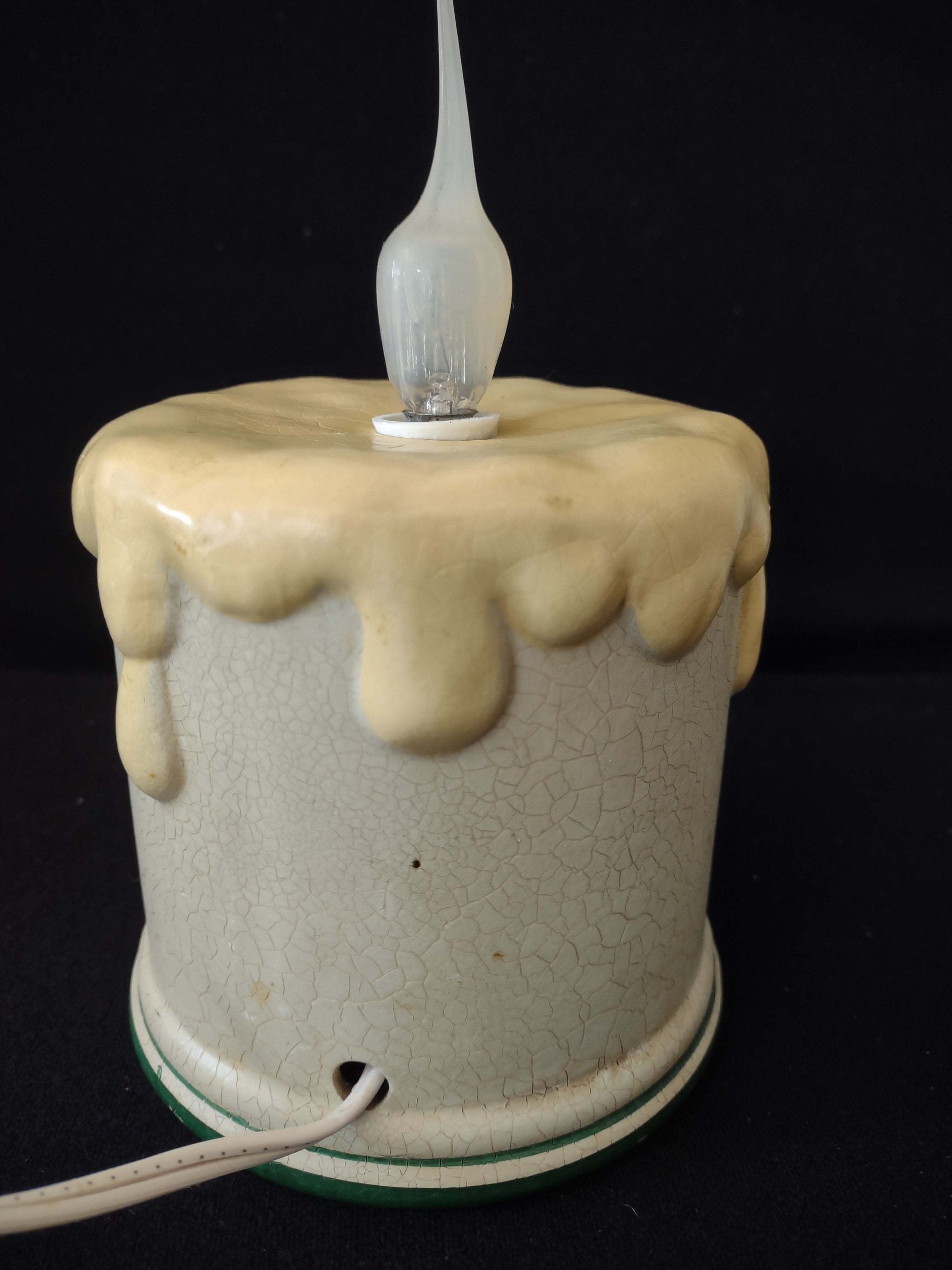 Vintage Christmas Winter Lighted Cardinal Pair Pine Ceramic Candle (Lot 3717)