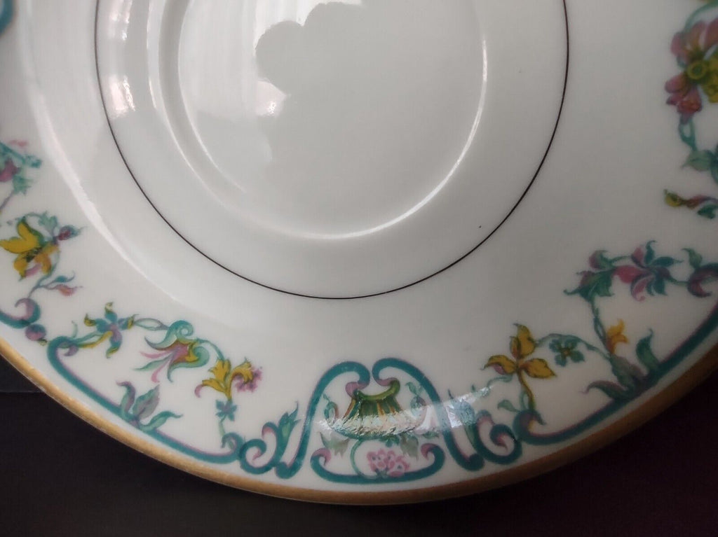 Haviland Limoges Blue Cream Yellow Flower Gold Trim Saucer (lot 728)
