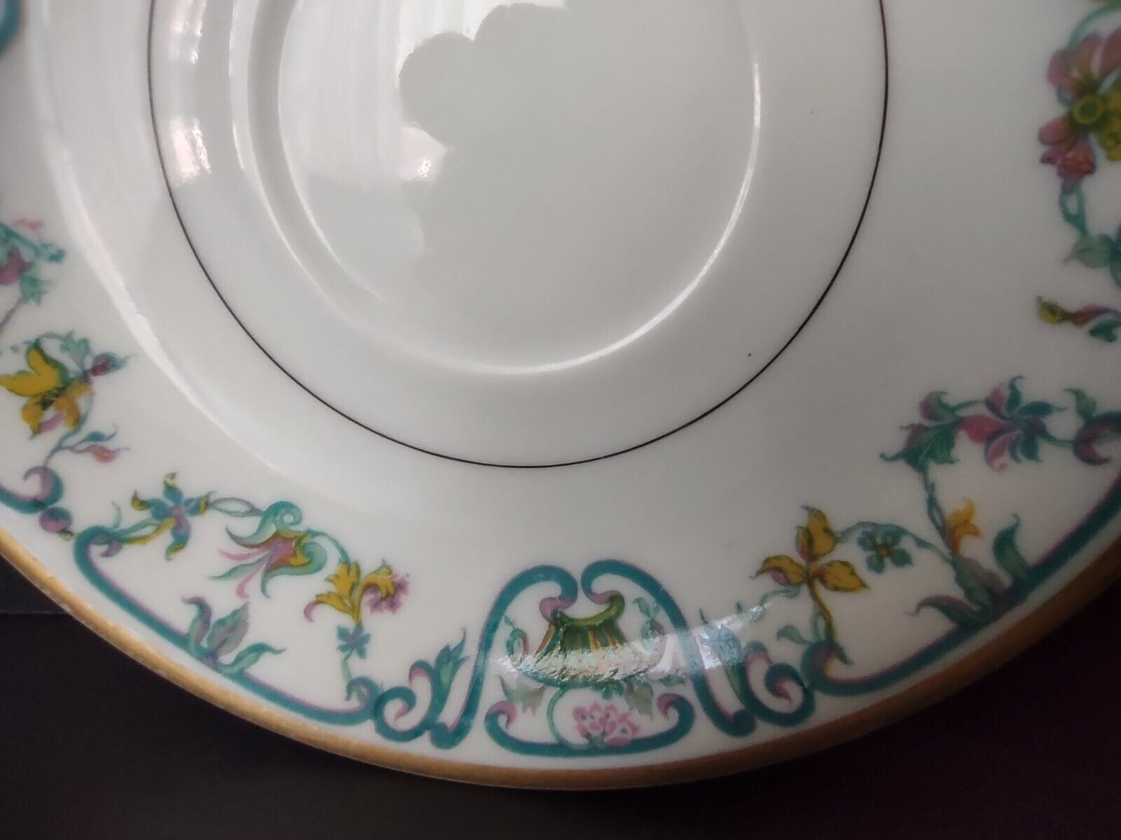 Haviland Limoges Blue Cream Yellow Flower Gold Trim Saucer (lot 728)