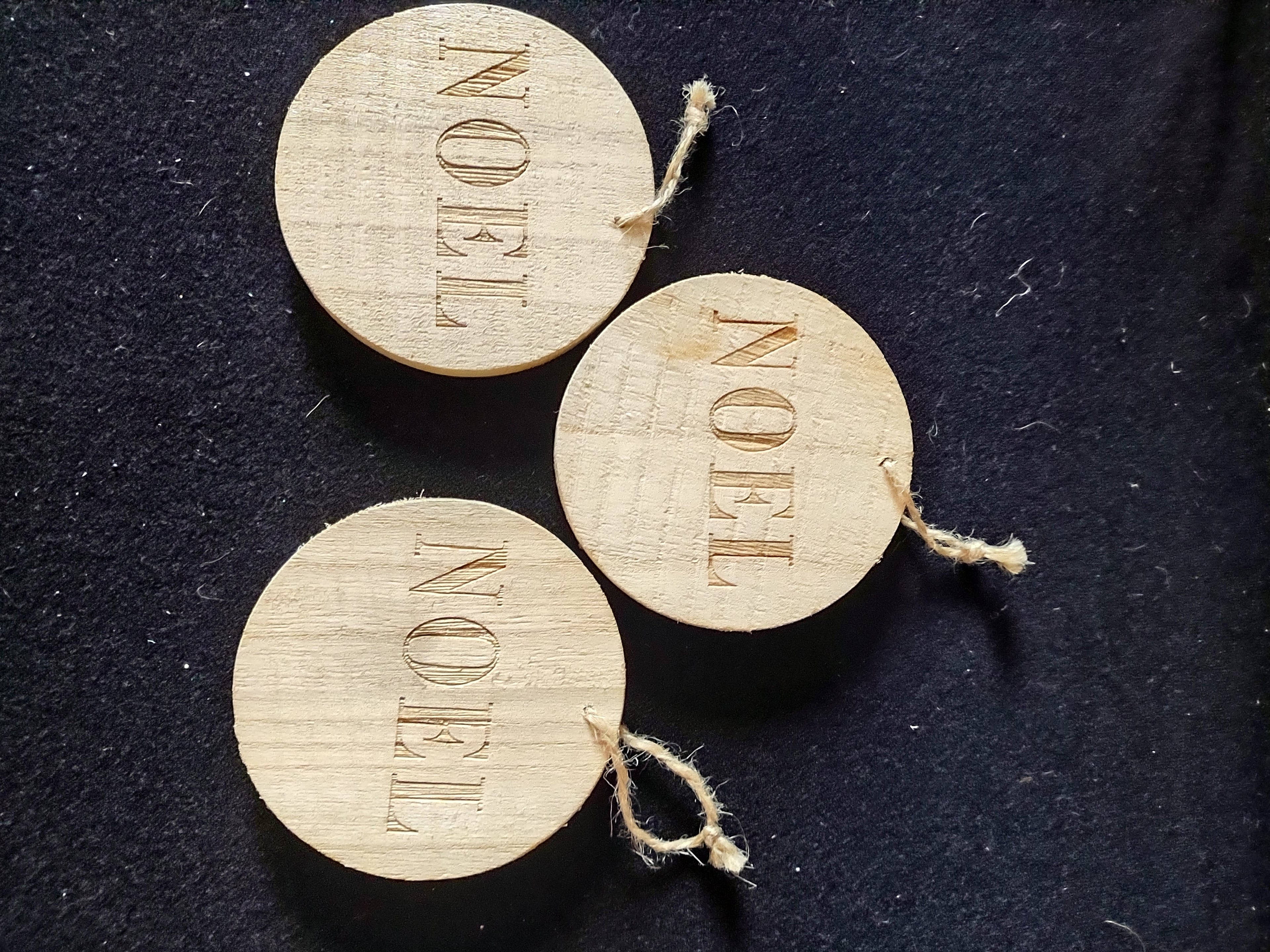 Christmas Wooden Ornaments 3 Noel 1 Peace 2 Stars 1 Joy Noel Peace 3.5"(Lot 4653