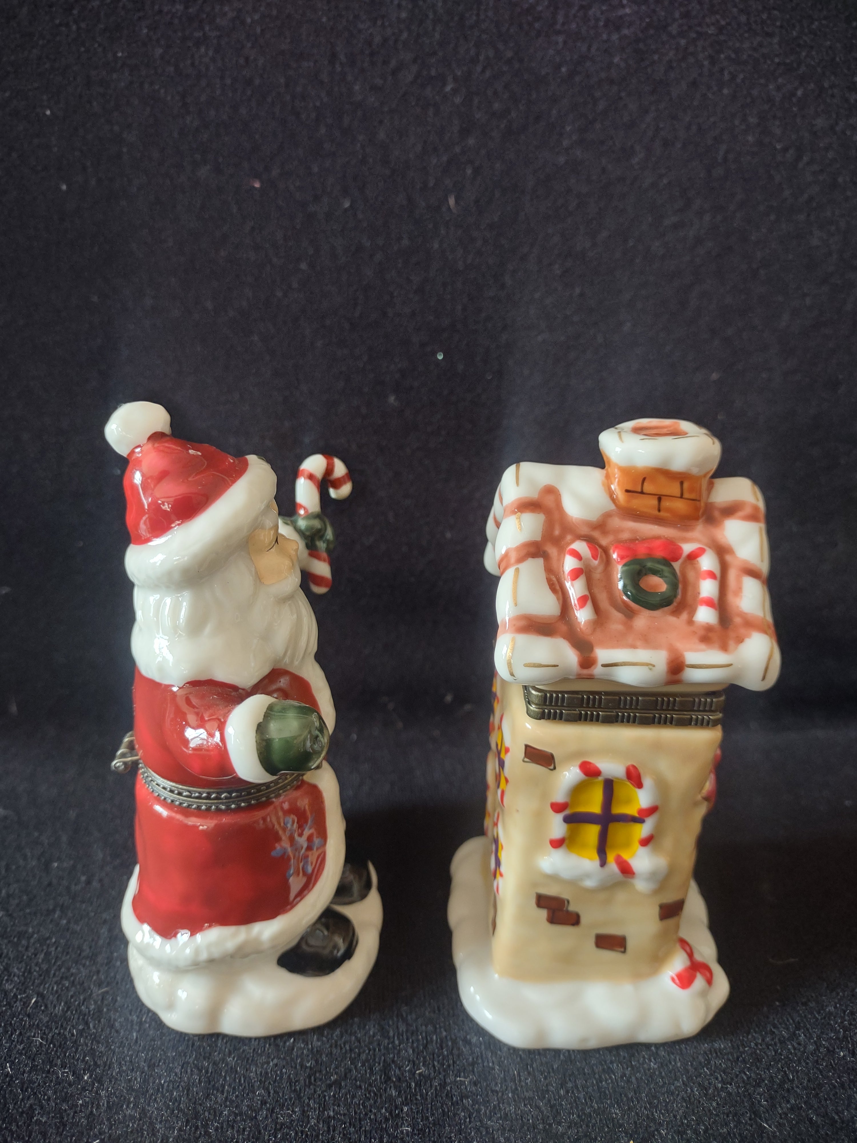 Christmas Holiday Trinket Box x 2 Santa Village House Gift (Lot 4549)