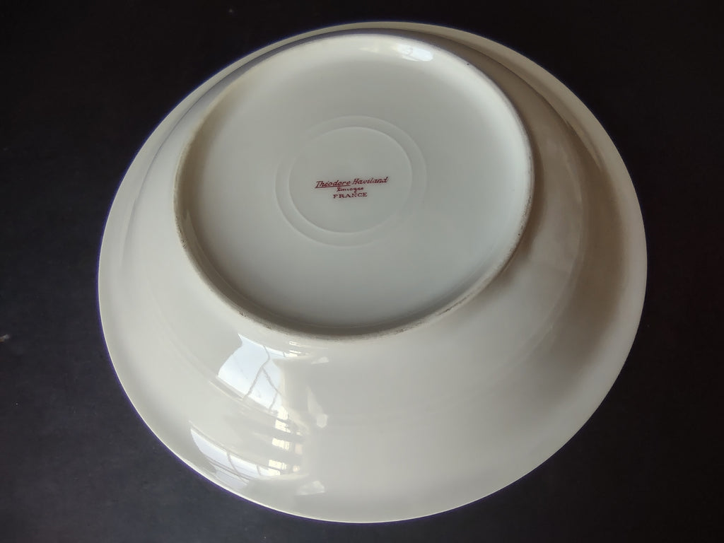 Haviland Limoges 3 x Cream Soup Plate Pink Rose Green Ribbon (lot 891)