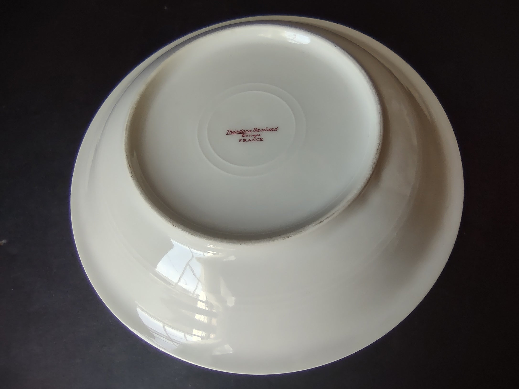 Haviland Limoges 3 x Cream Soup Plate Pink Rose Green Ribbon (lot 891)